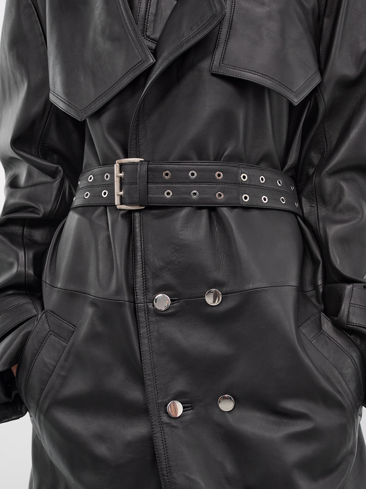 Amanda Black Lamb Leather Trench (CT006-U-LEA-BLACK)