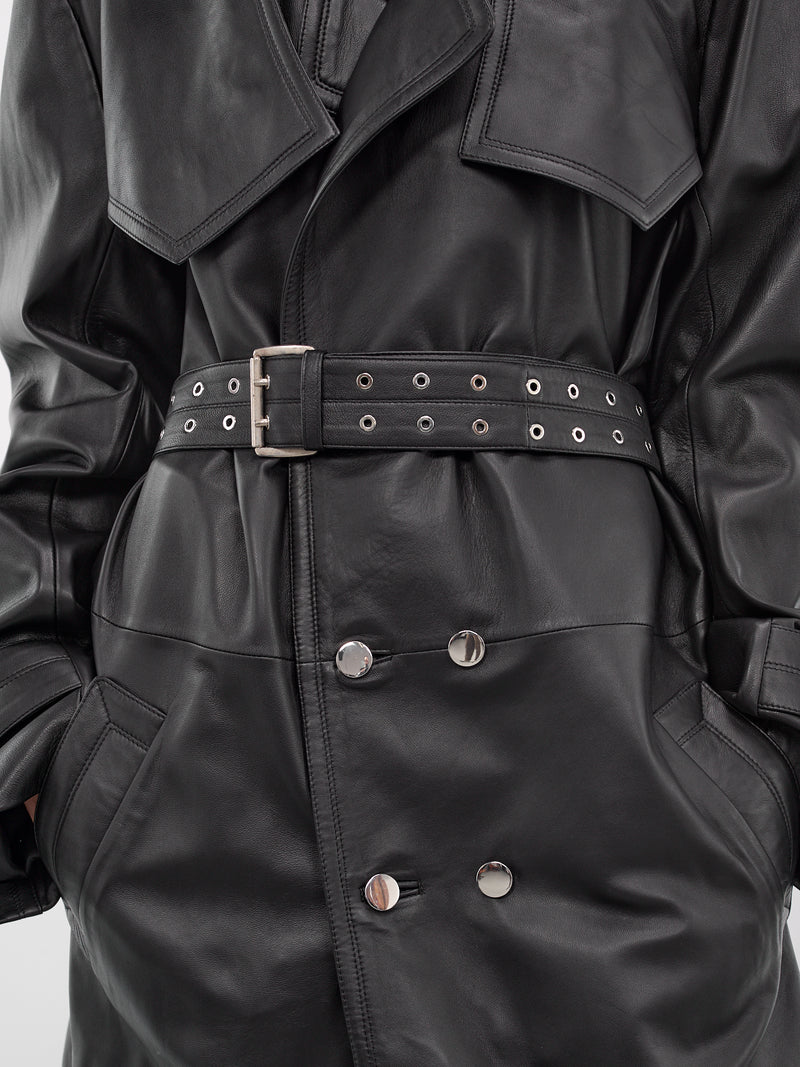 Amanda Black Lamb Leather Trench (CT006-U-LEA-BLACK)