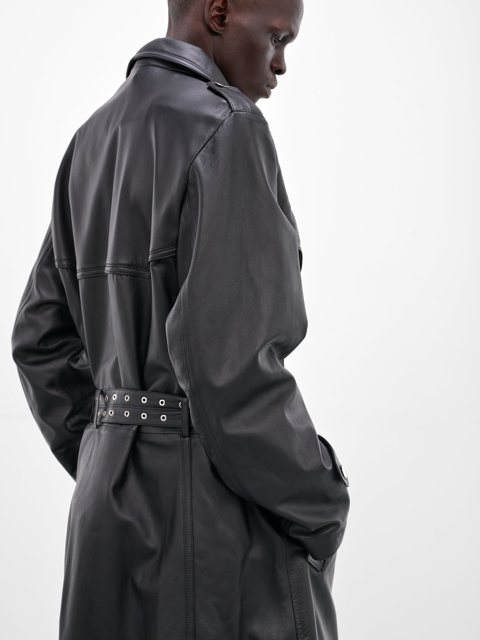 Amanda Black Lamb Leather Trench (CT006-U-LEA-BLACK)