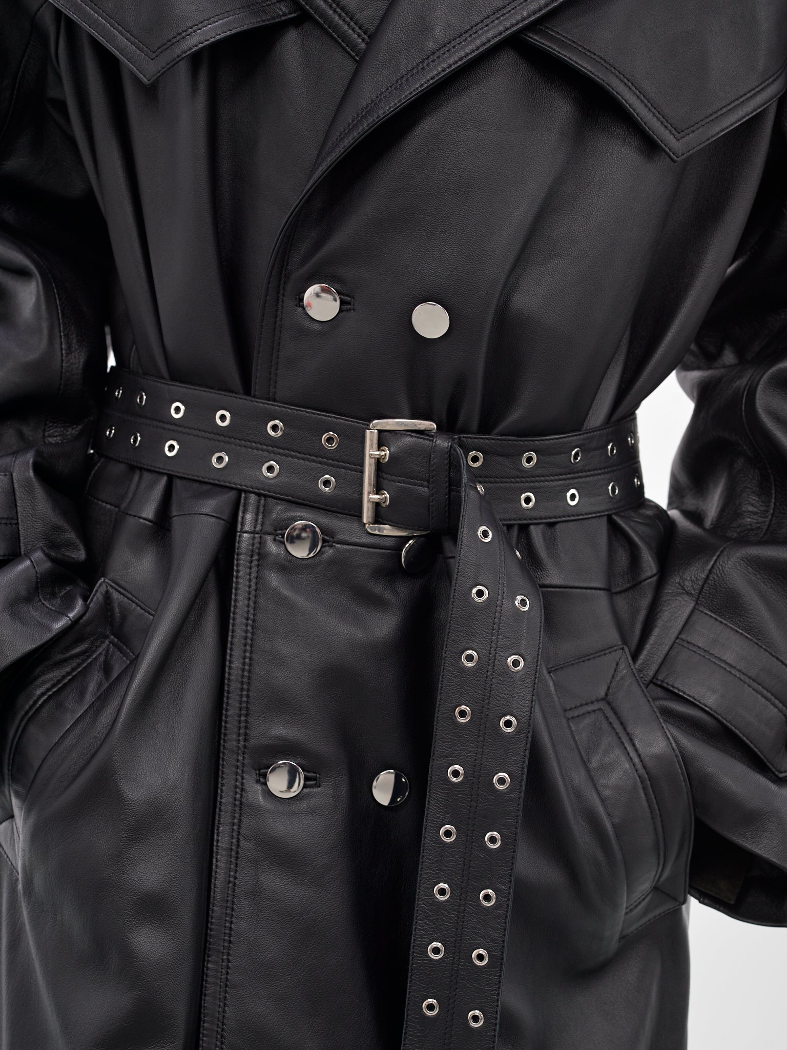 Amanda Black Lamb Leather Trench (CT006-U-LEA-BLACK)