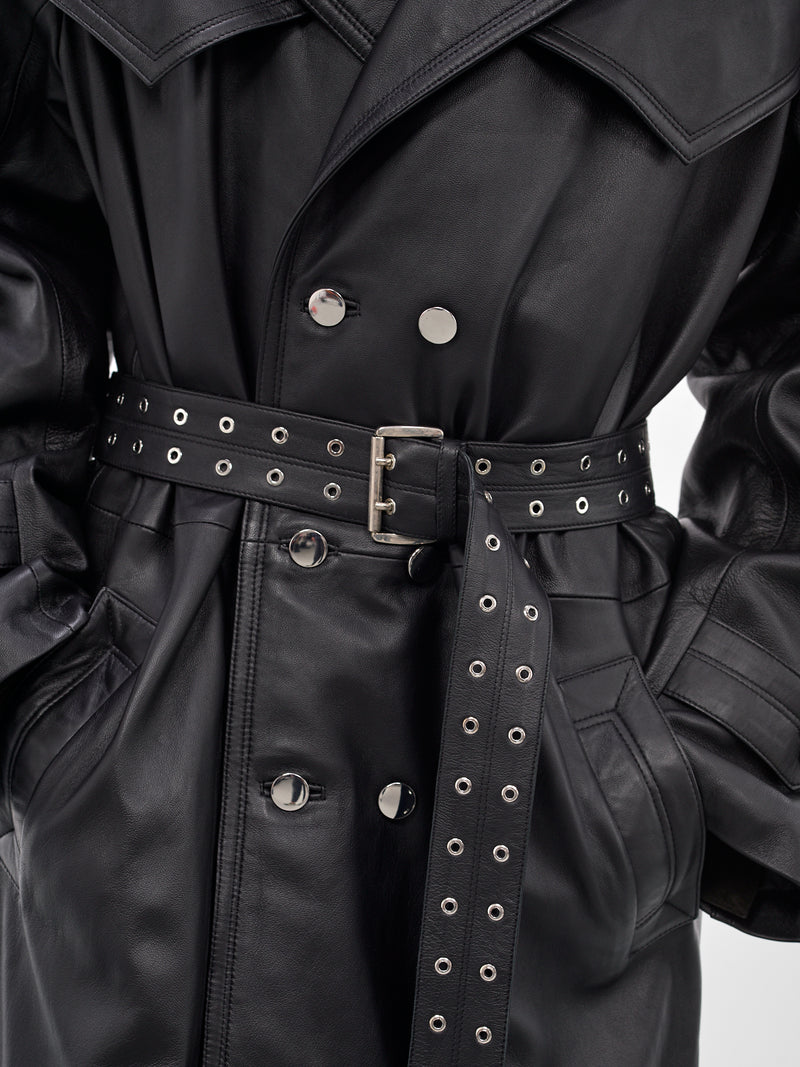 Amanda Black Lamb Leather Trench (CT006-U-LEA-BLACK)