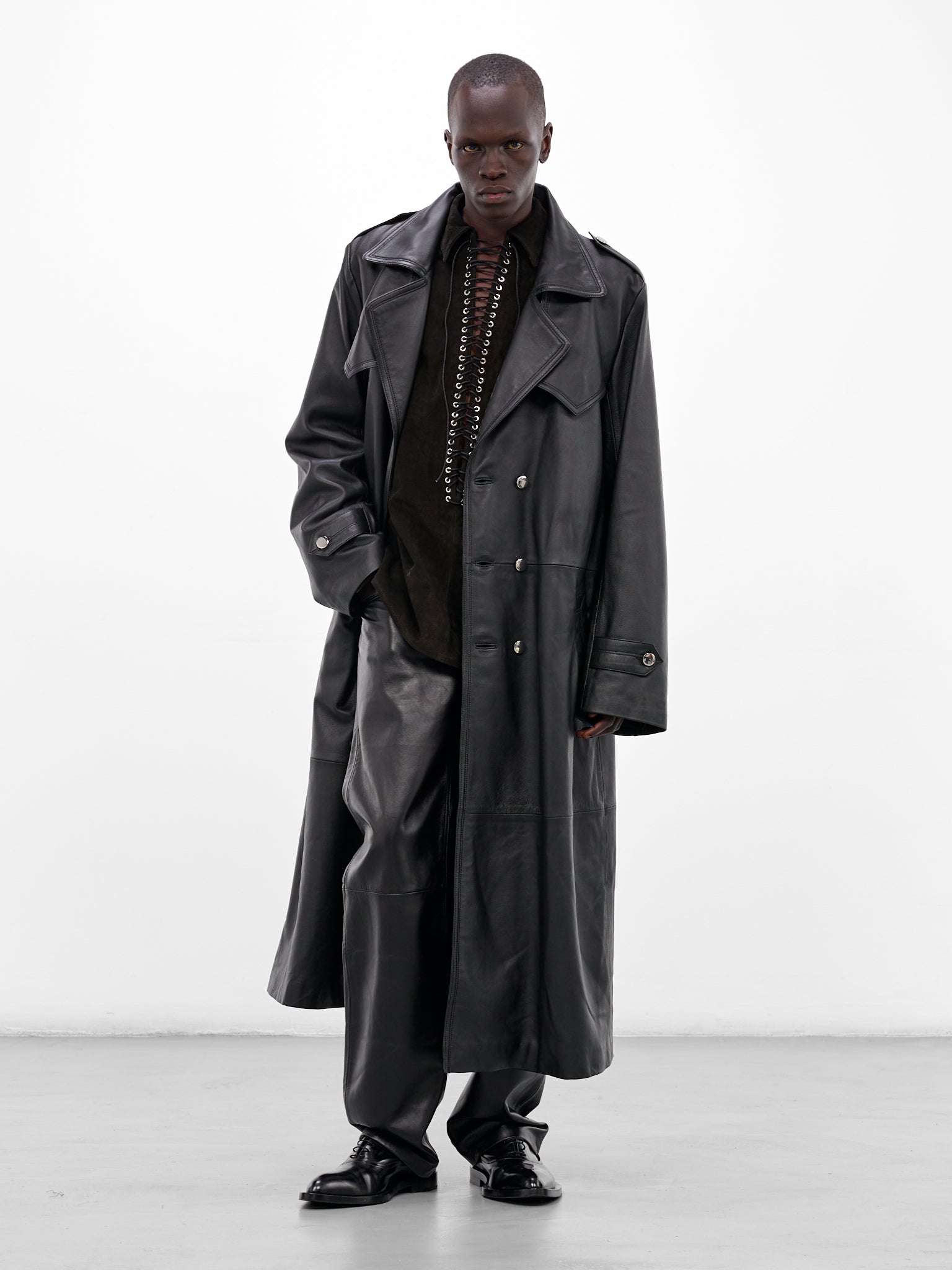 Amanda Black Lamb Leather Trench (CT006-U-LEA-BLACK)