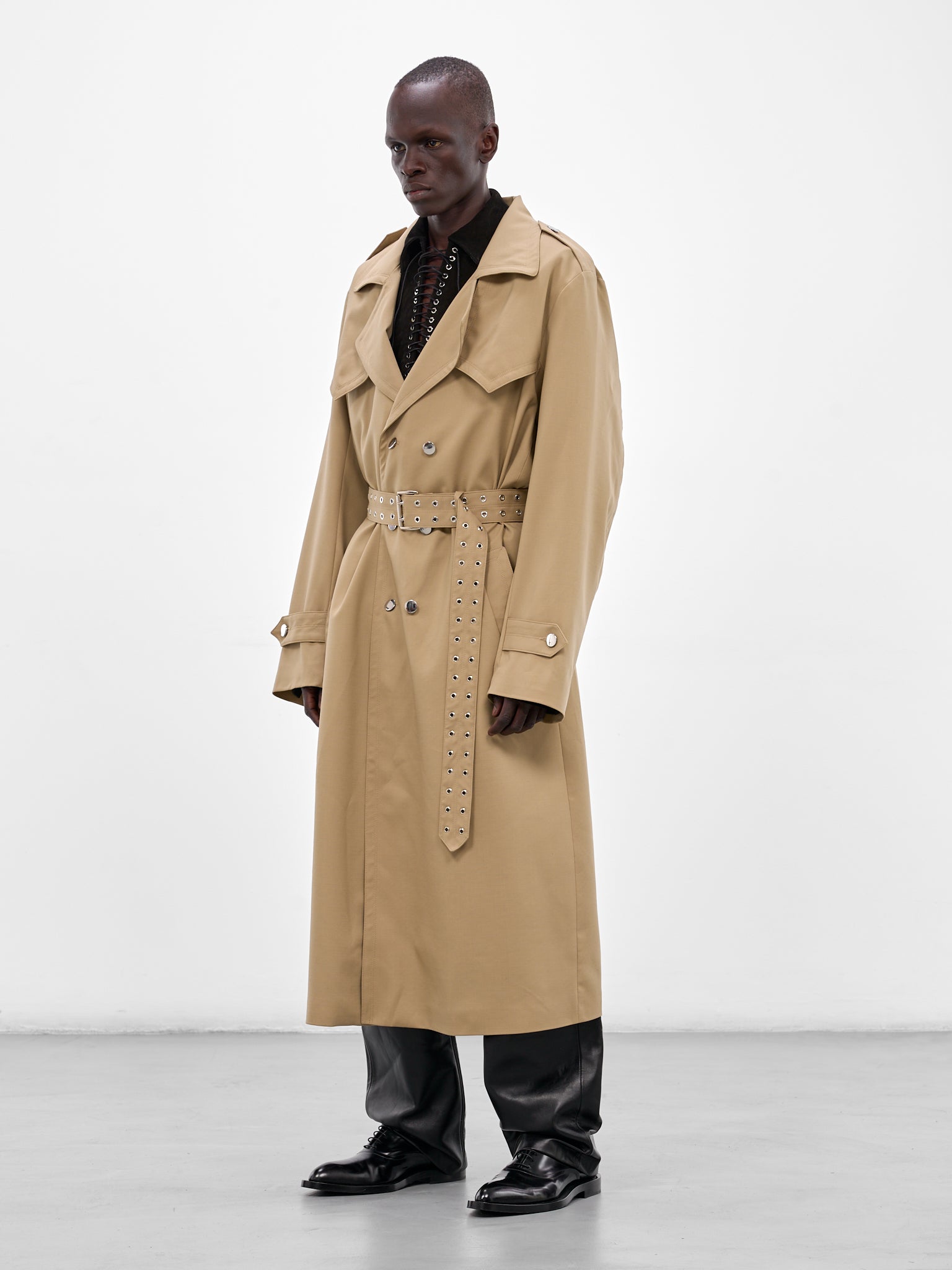 Beige Wool Trench Coat (CT006-U-WO0007-GREEN)