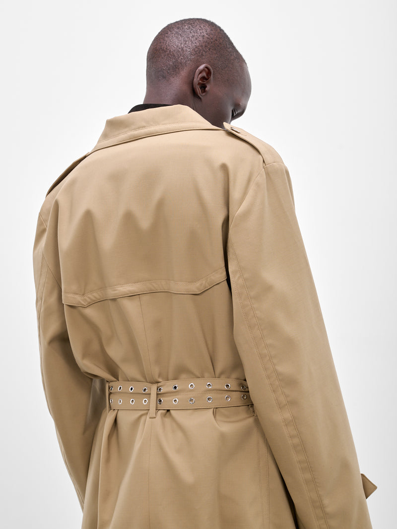 Beige Wool Trench Coat (CT006-U-WO0007-GREEN)