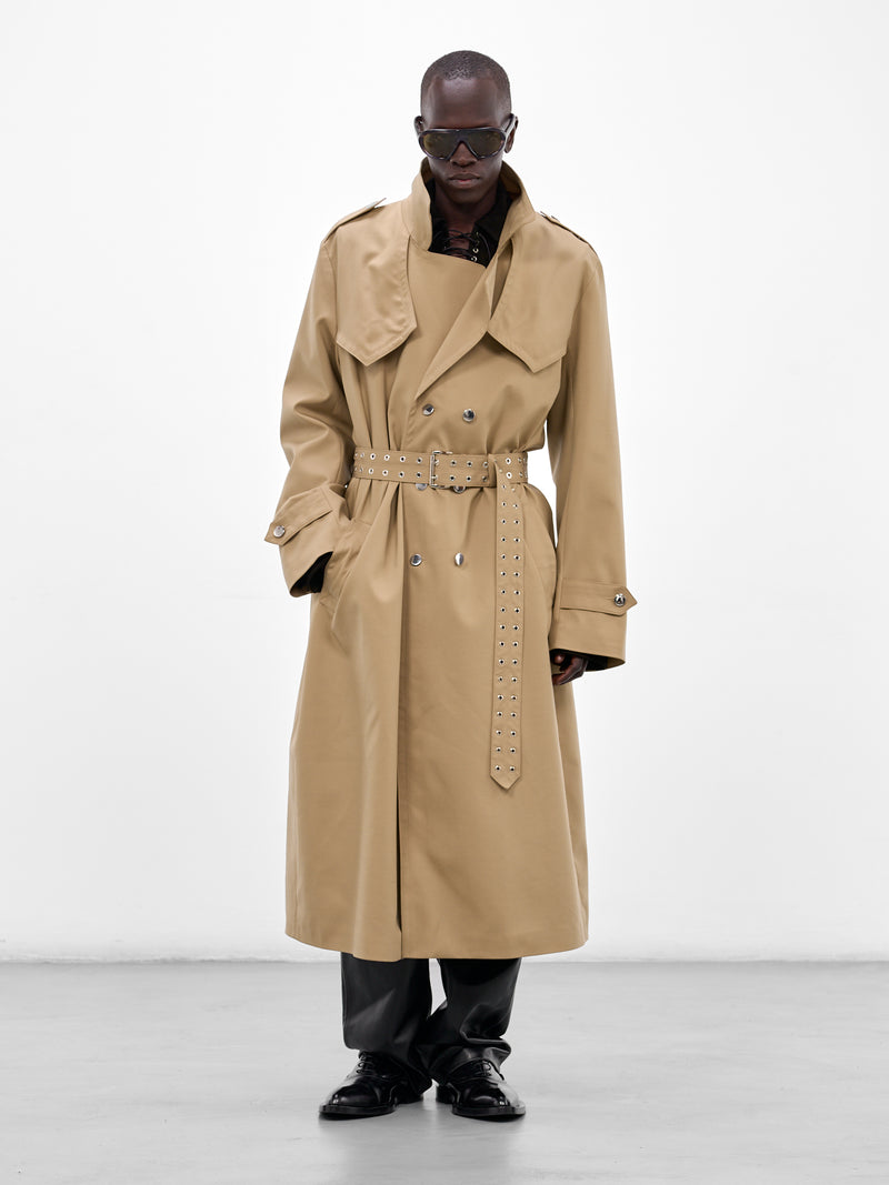 Beige Wool Trench Coat (CT006-U-WO0007-GREEN)