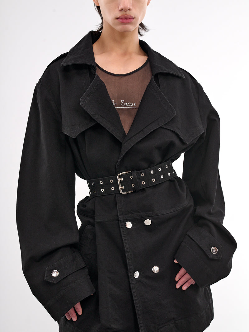 Honey Trench Coat (CT010-U-DEN-BLACK)