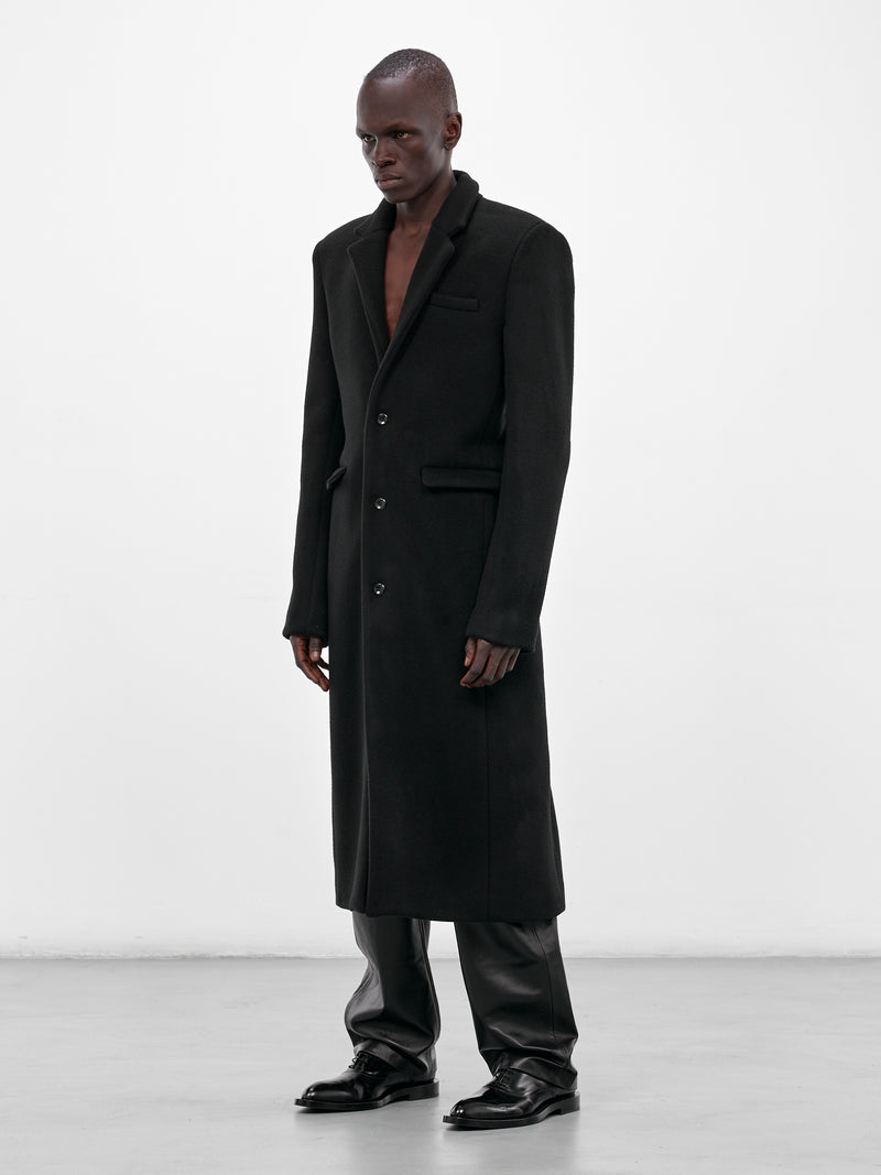 Black Wool Tailored Overcoat (CT015-M-WV0006-BLACK)