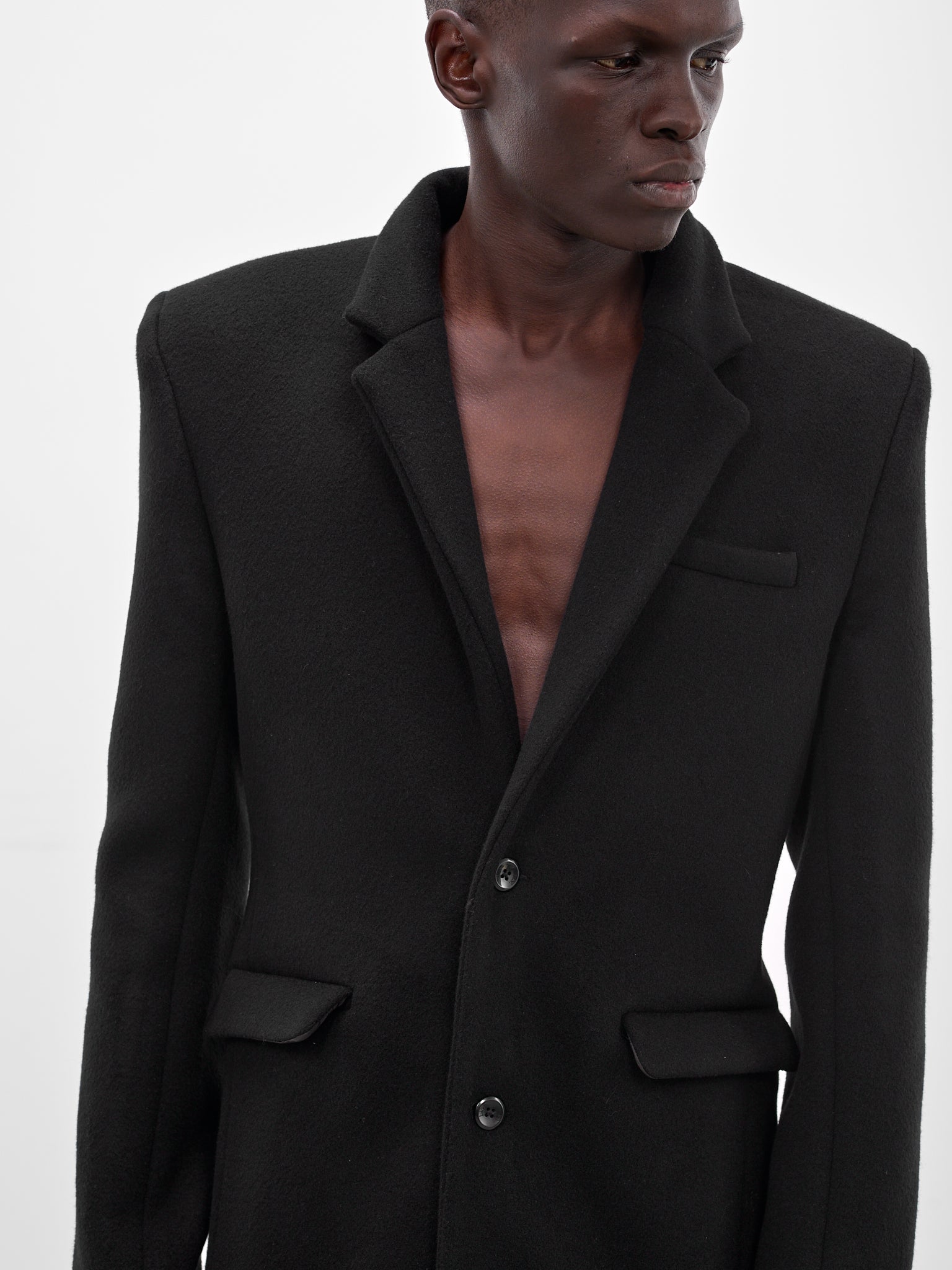 Black Wool Tailored Overcoat (CT015-M-WV0006-BLACK)