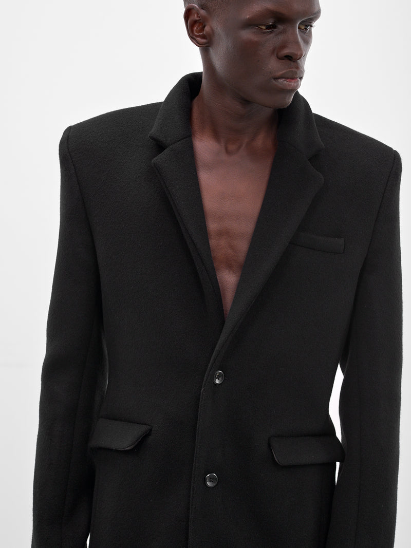 Black Wool Tailored Overcoat (CT015-M-WV0006-BLACK)