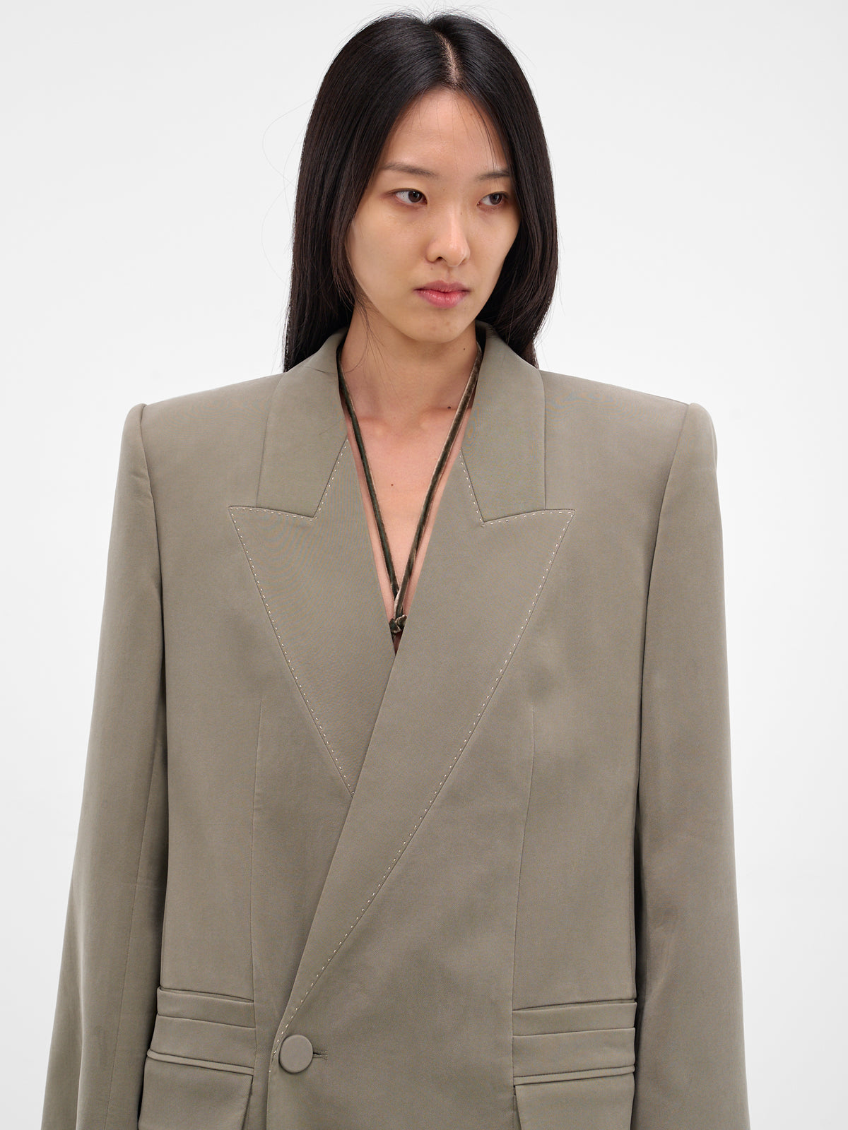 Gray Long Tailored Overcoat (CT01C2GR570-BEAN-PASTE)