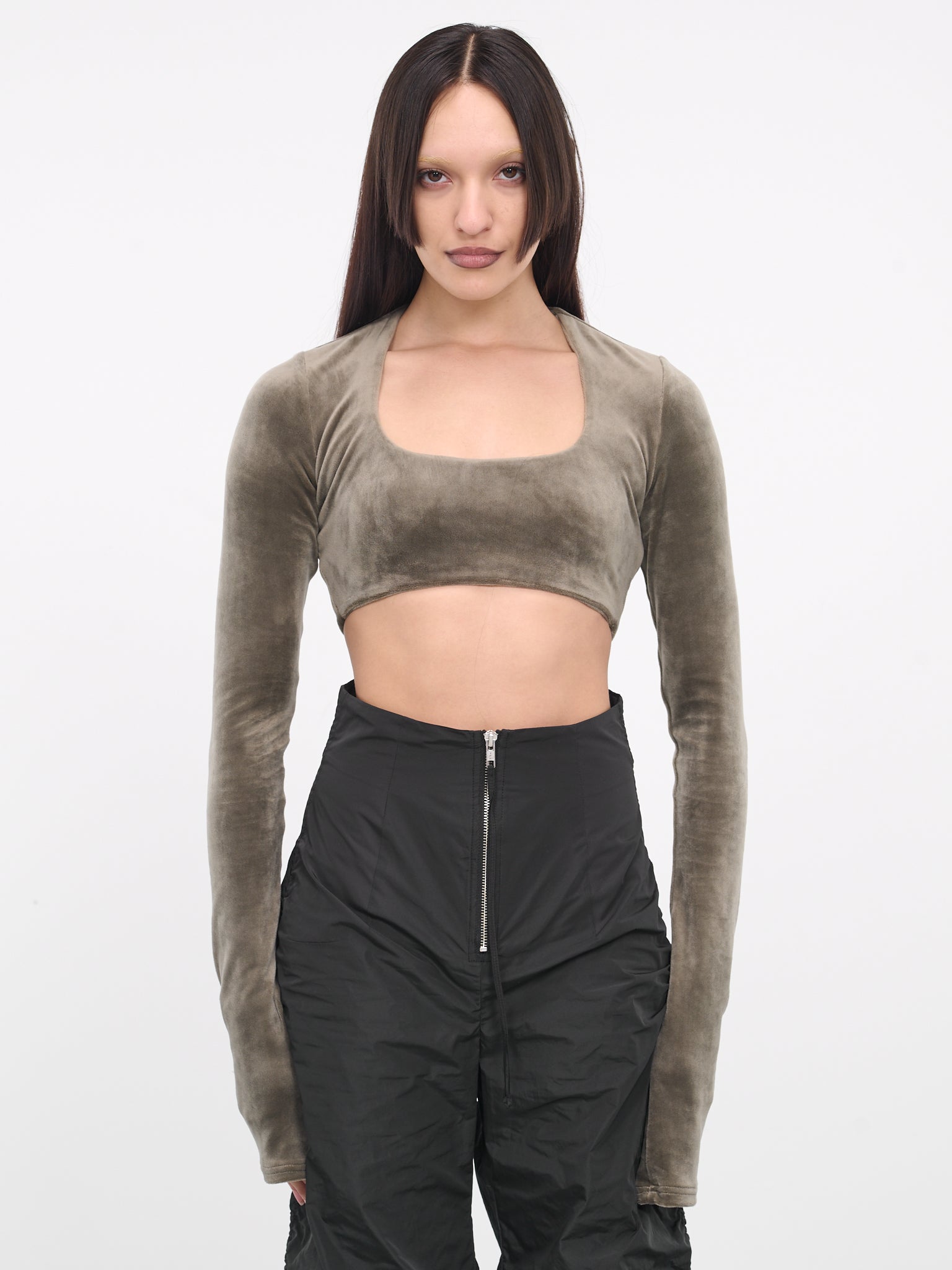 Velvet Crop Top (CT02WLG-WINE-LEAF-GREEN)