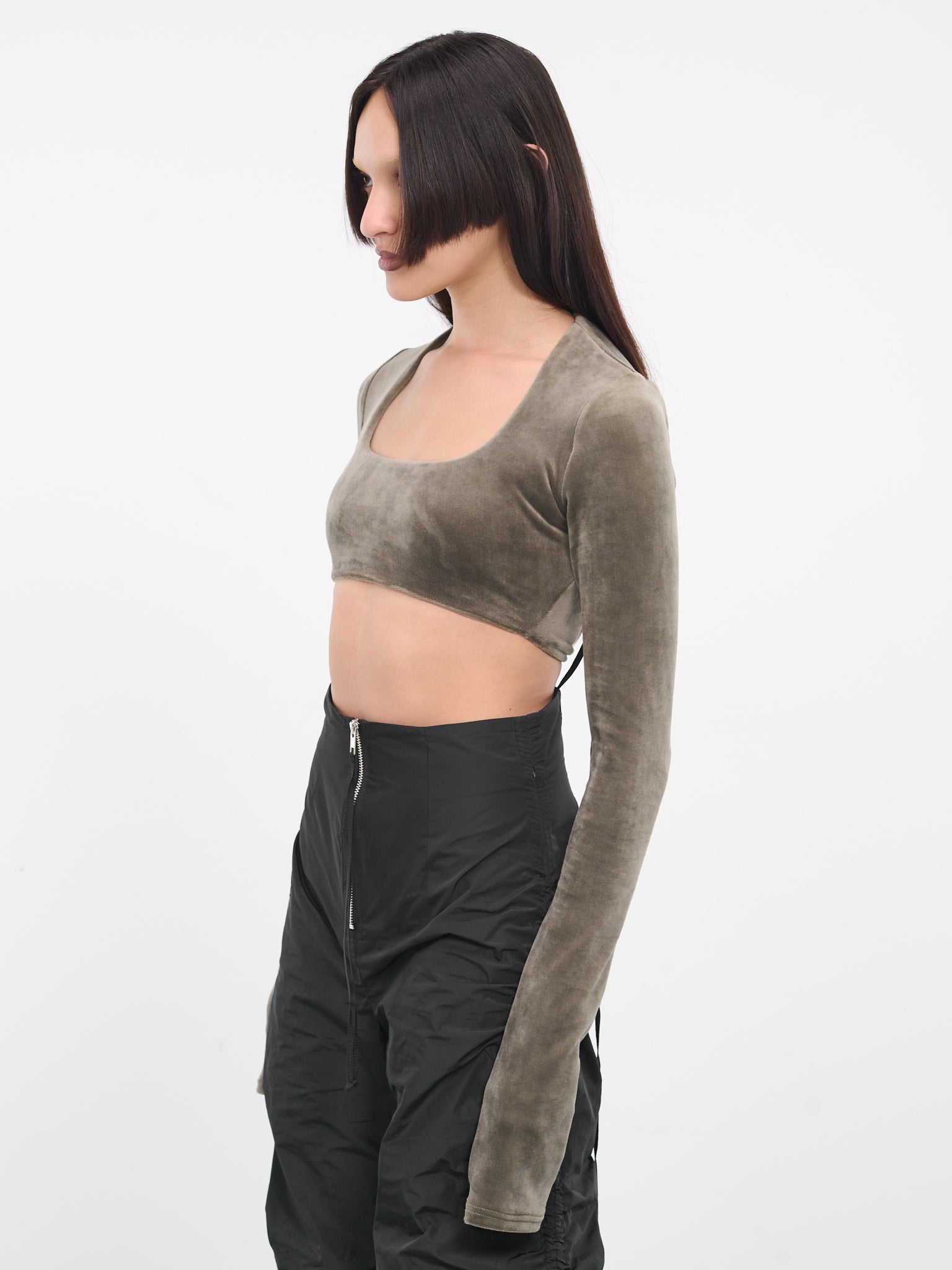 Velvet Crop Top (CT02WLG-WINE-LEAF-GREEN)