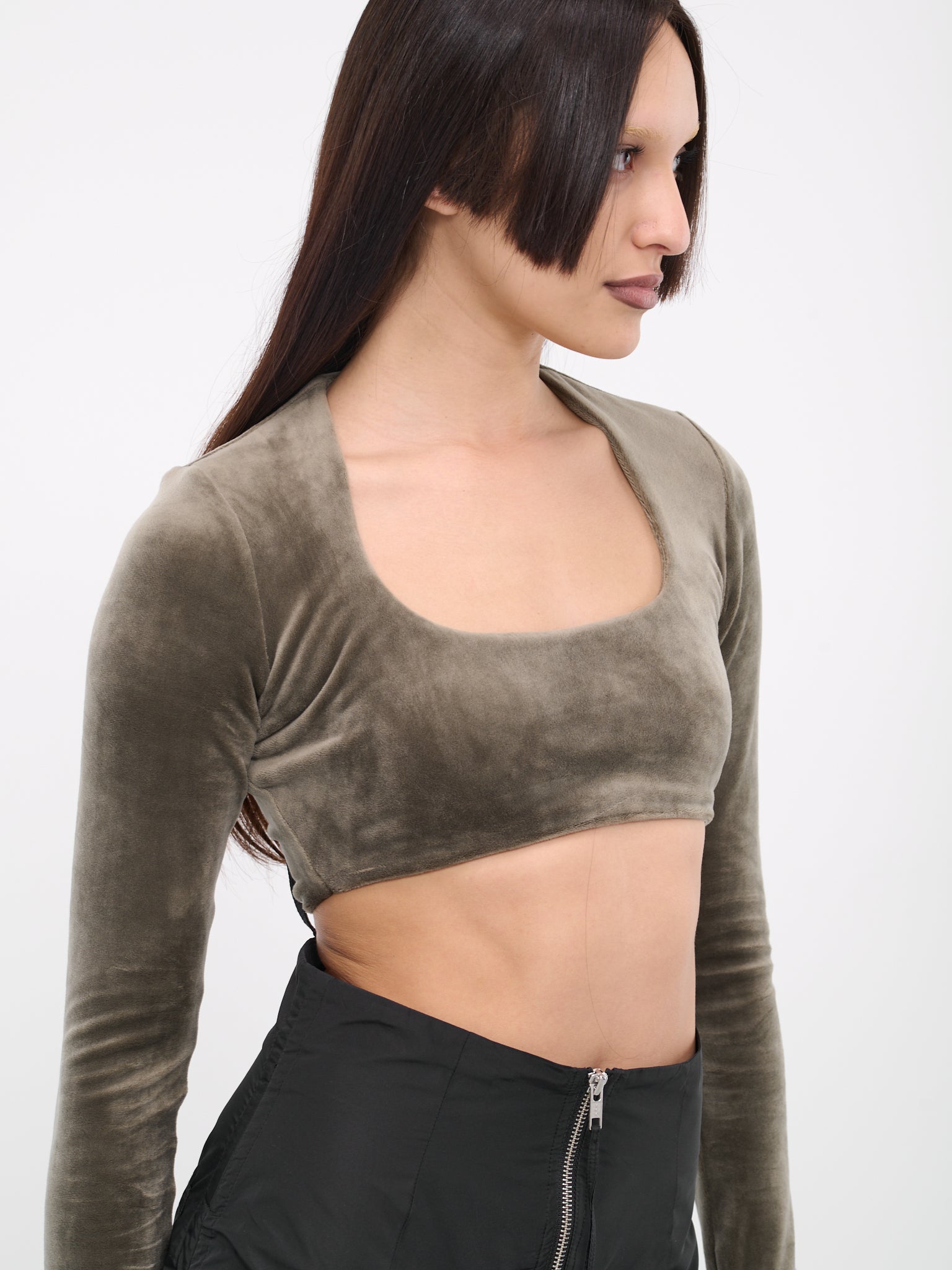 Velvet Crop Top (CT02WLG-WINE-LEAF-GREEN)