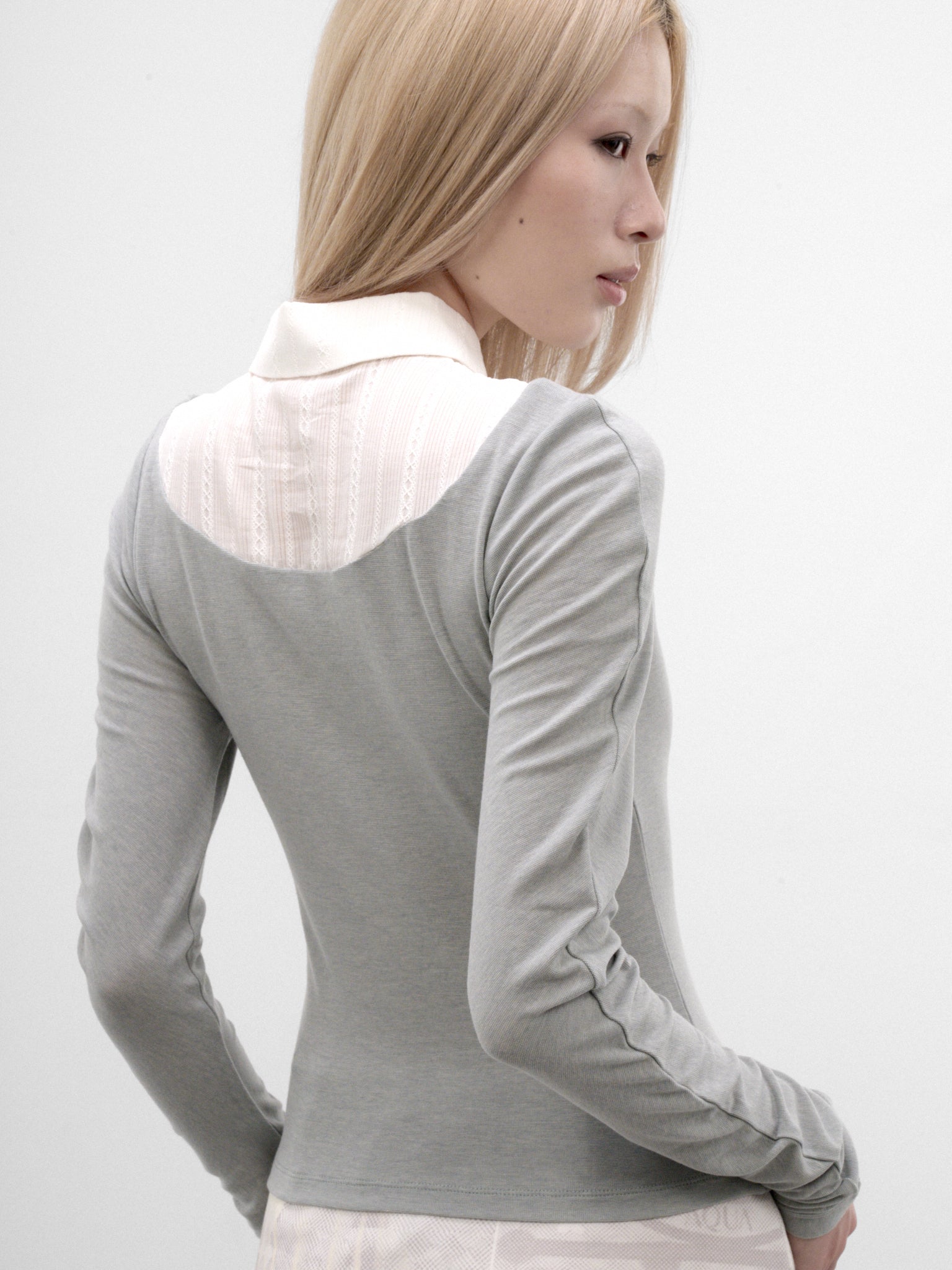 Jacquard Paneled Scimitar Sleeve Shirt (CTCA32503-SAGE-GREEN)