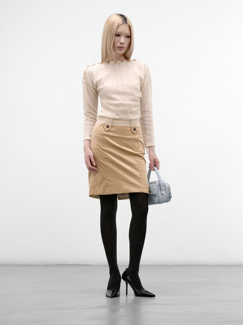 Button-Collar Sheer Mesh Top (CTCA32510-CREAM)