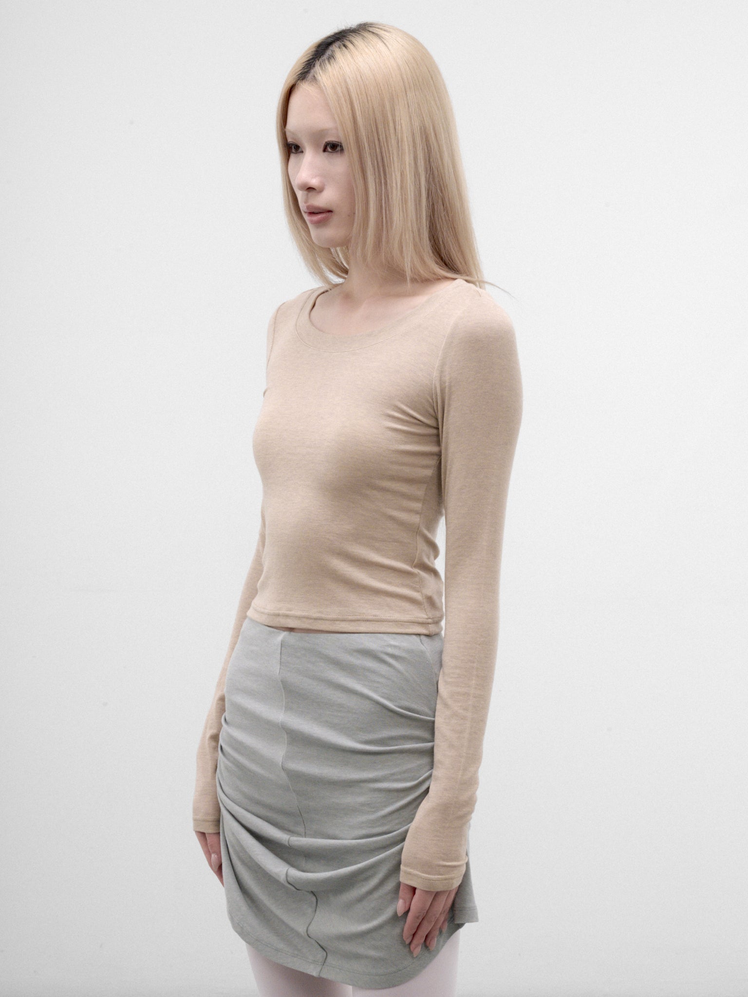 Latte Vintage-Inspired Knit Top (CTCA32686-LATTE)