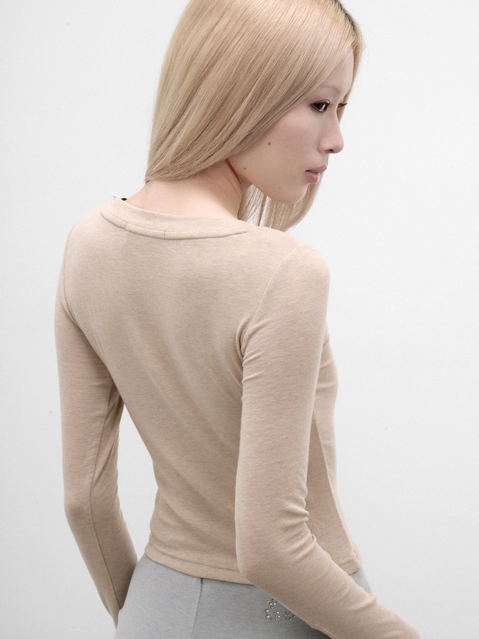 Latte Vintage-Inspired Knit Top (CTCA32686-LATTE)