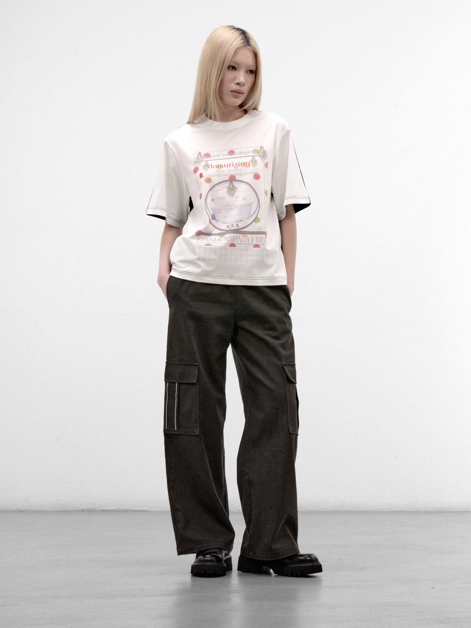 Gray Beaded Embroidery Cargo Pants (CQSA32502-ULITMATE-GREY)
