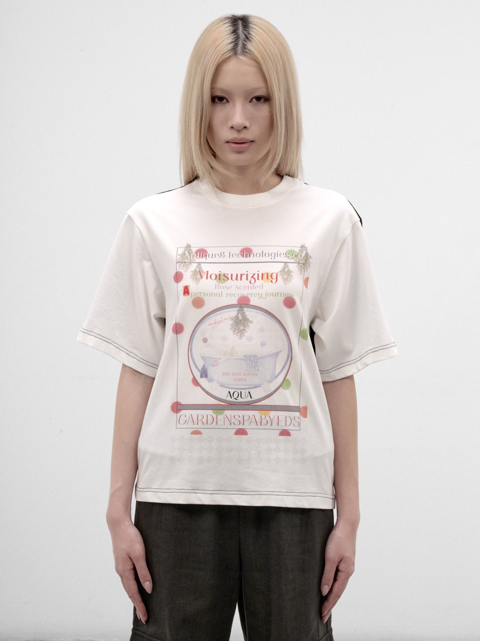 Color-Block Graphic Paneled Tee (CTDA32536-BLACK-WHITE)