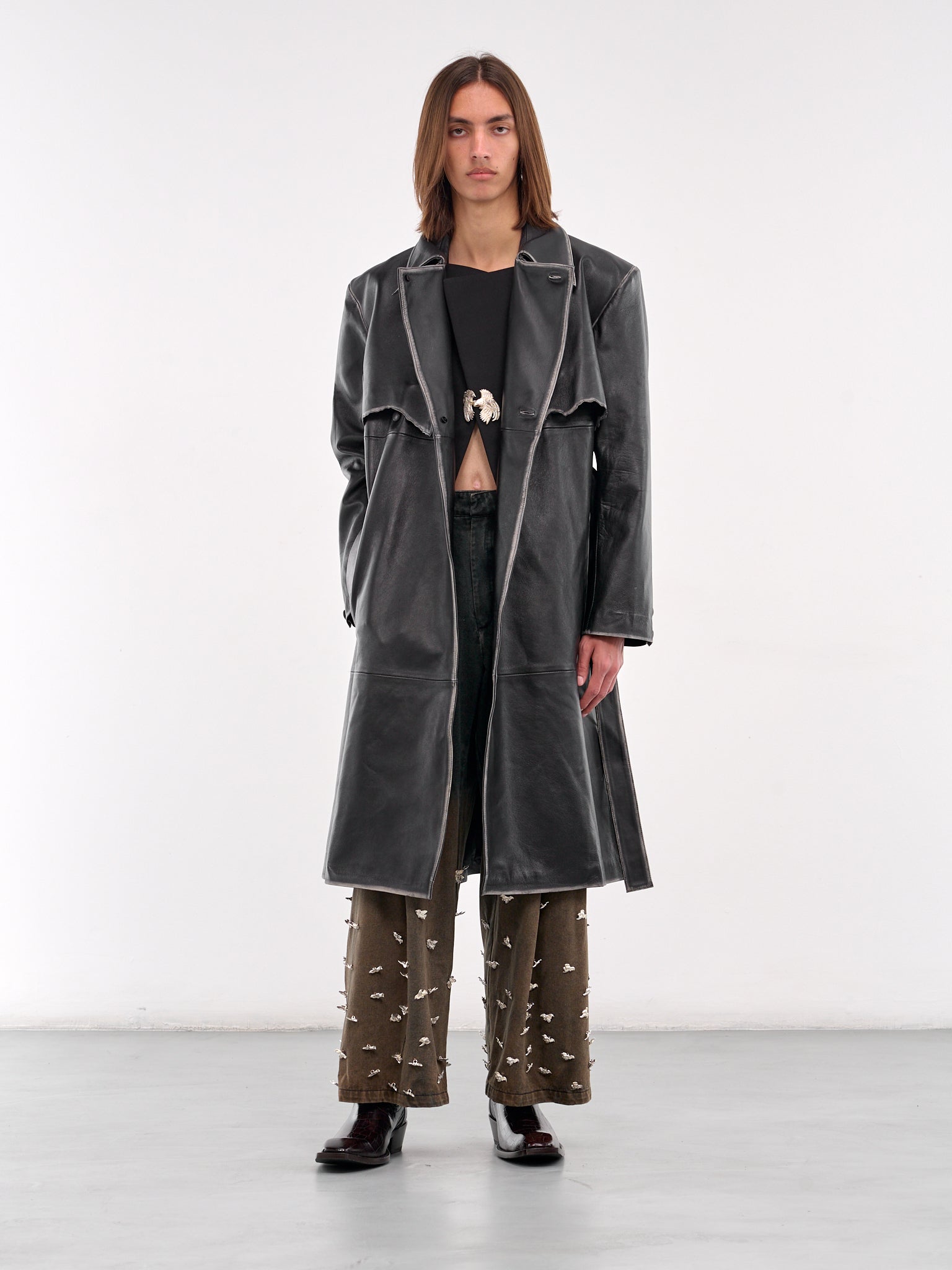 Leather Volcano Trench Coat (LEATHER-VOLCANO-SMOKE)
