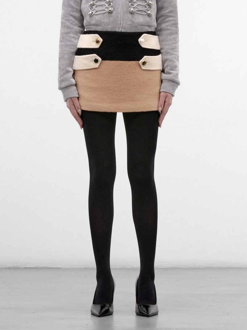 Color-Block Wool Mini Skirt (CUCA32519-CAMEL)
