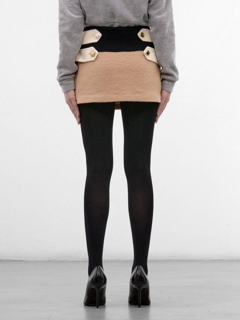 Color-Block Wool Mini Skirt (CUCA32519-CAMEL)