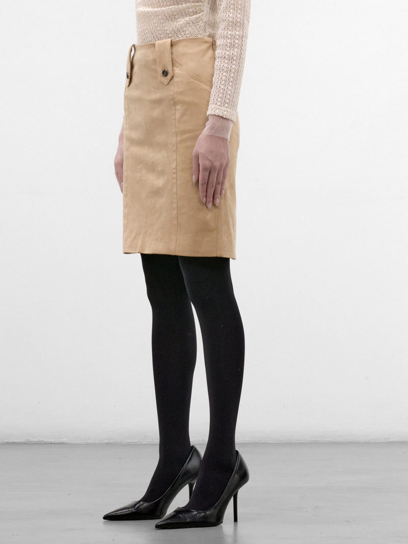 Camel Suede Pencil Midi Skirt (CUCA32580-CAMEL)
