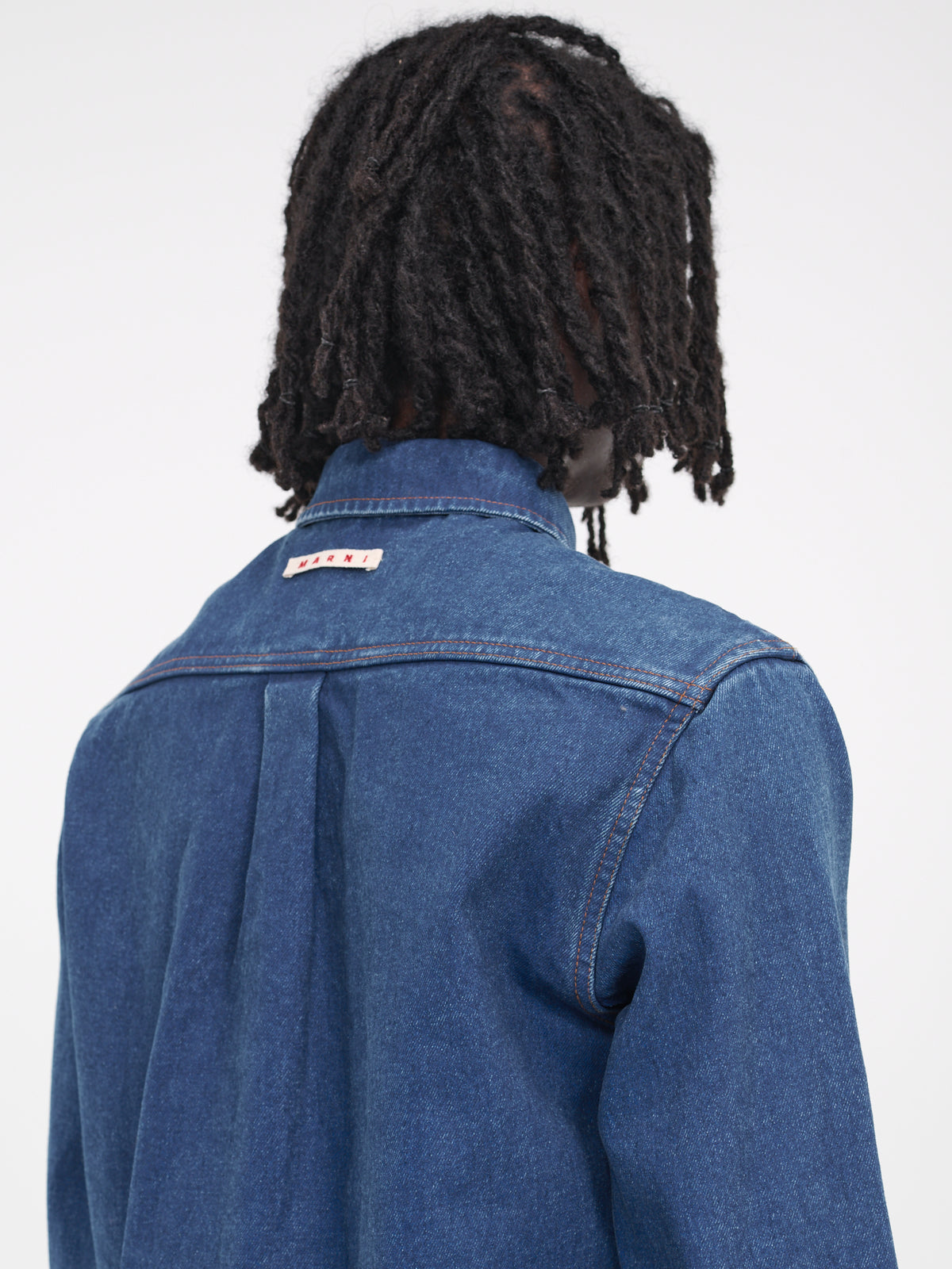 Mohair Patches Denim Shirt (CUJU0015LX-USCU83-BDB60-BLUE)