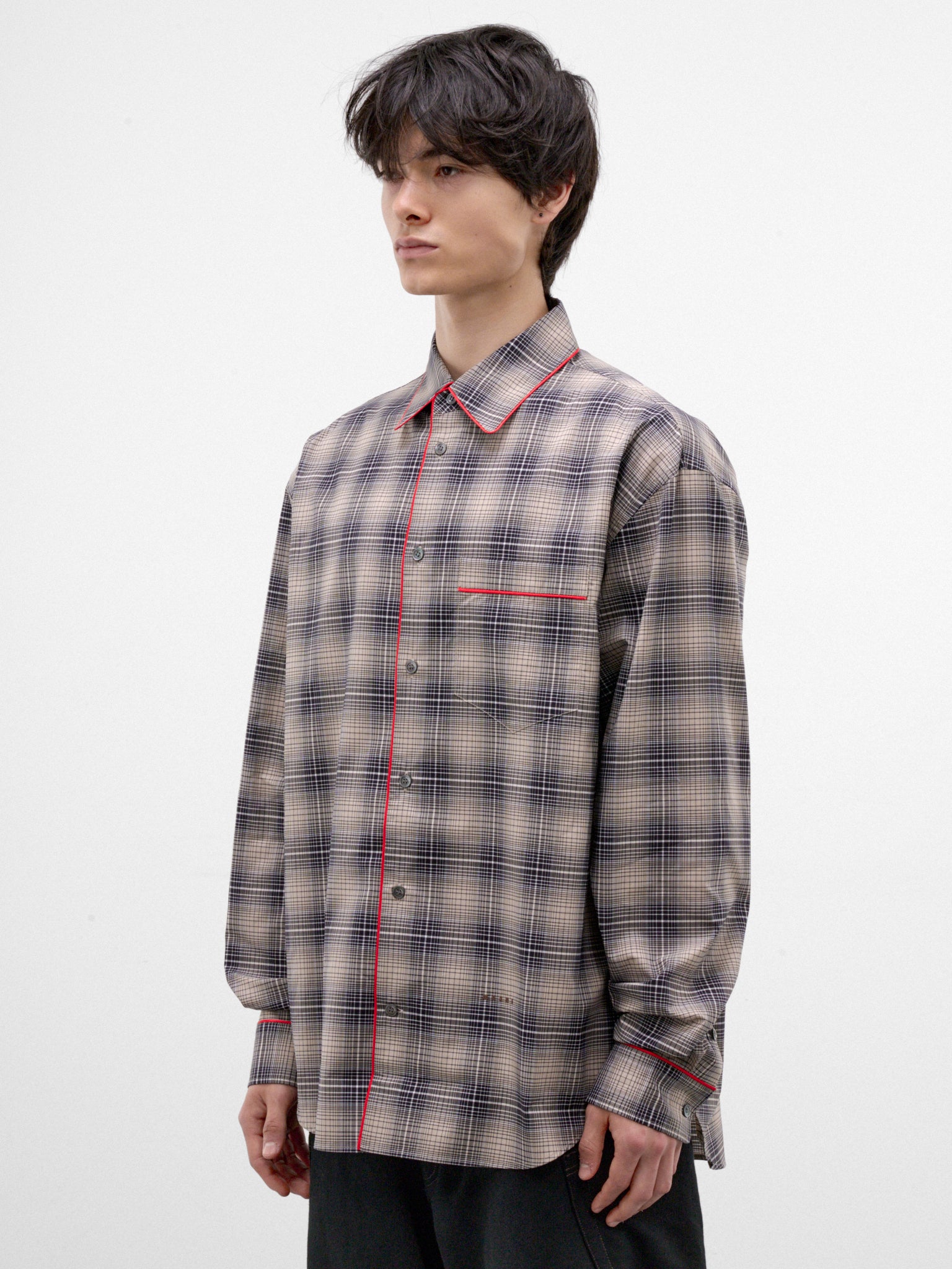 Black Check Cotton Shirt (CUMU0394IS-UTC715-BLACK)