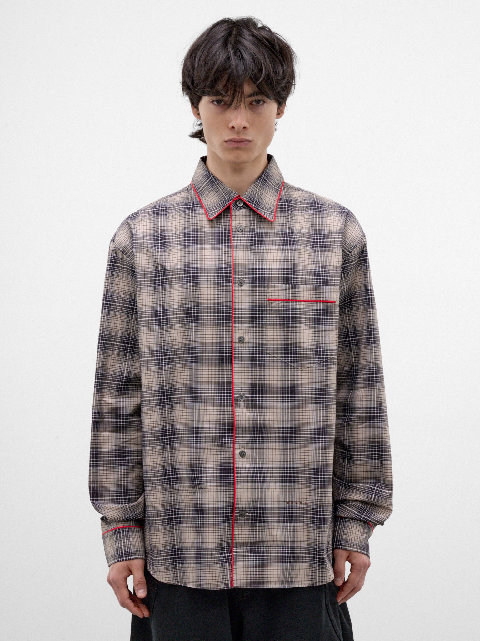 Black Check Cotton Shirt (CUMU0394IS-UTC715-BLACK)