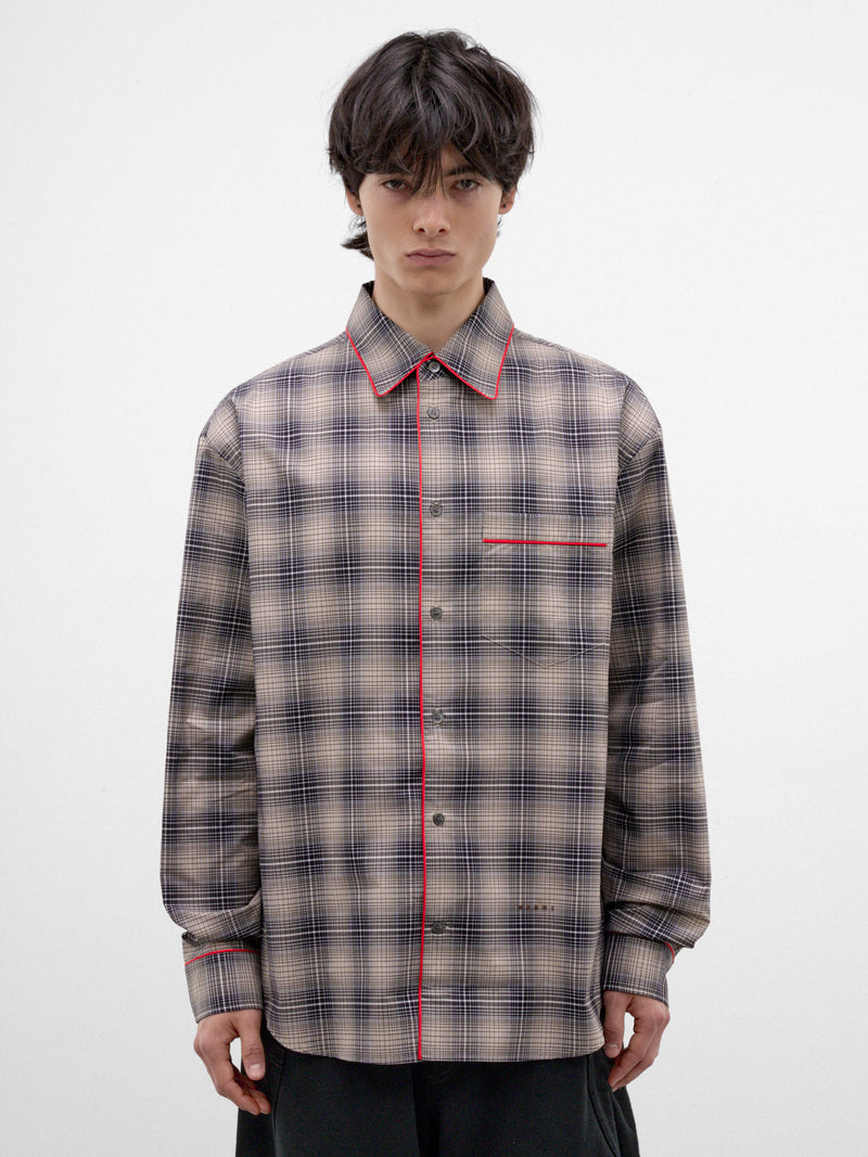 Black Check Cotton Shirt (CUMU0394IS-UTC715-BLACK)