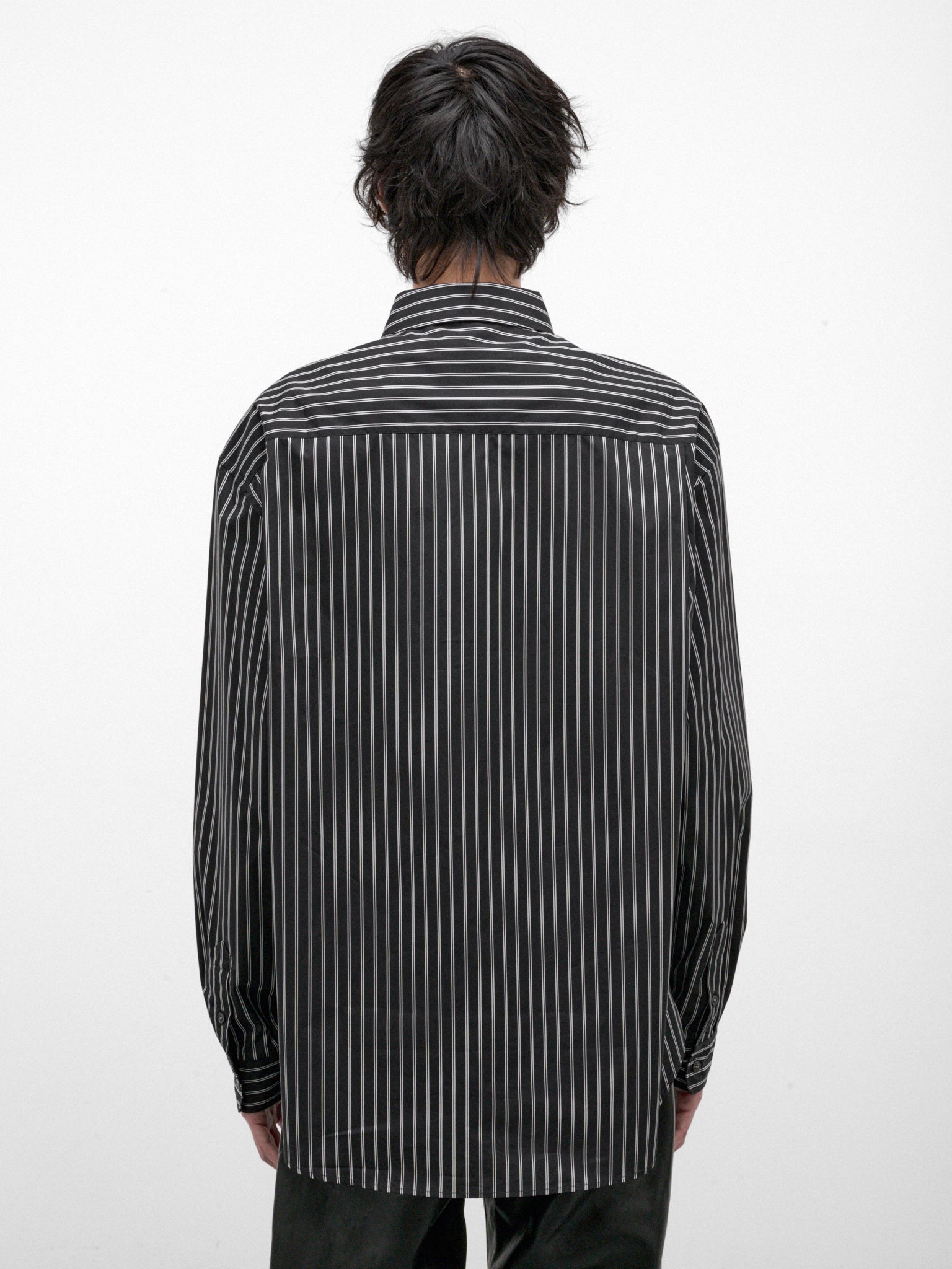 Black Pinstripe Long Sleeve Shirt (CUMU0394S0-UTC659-BLACK)