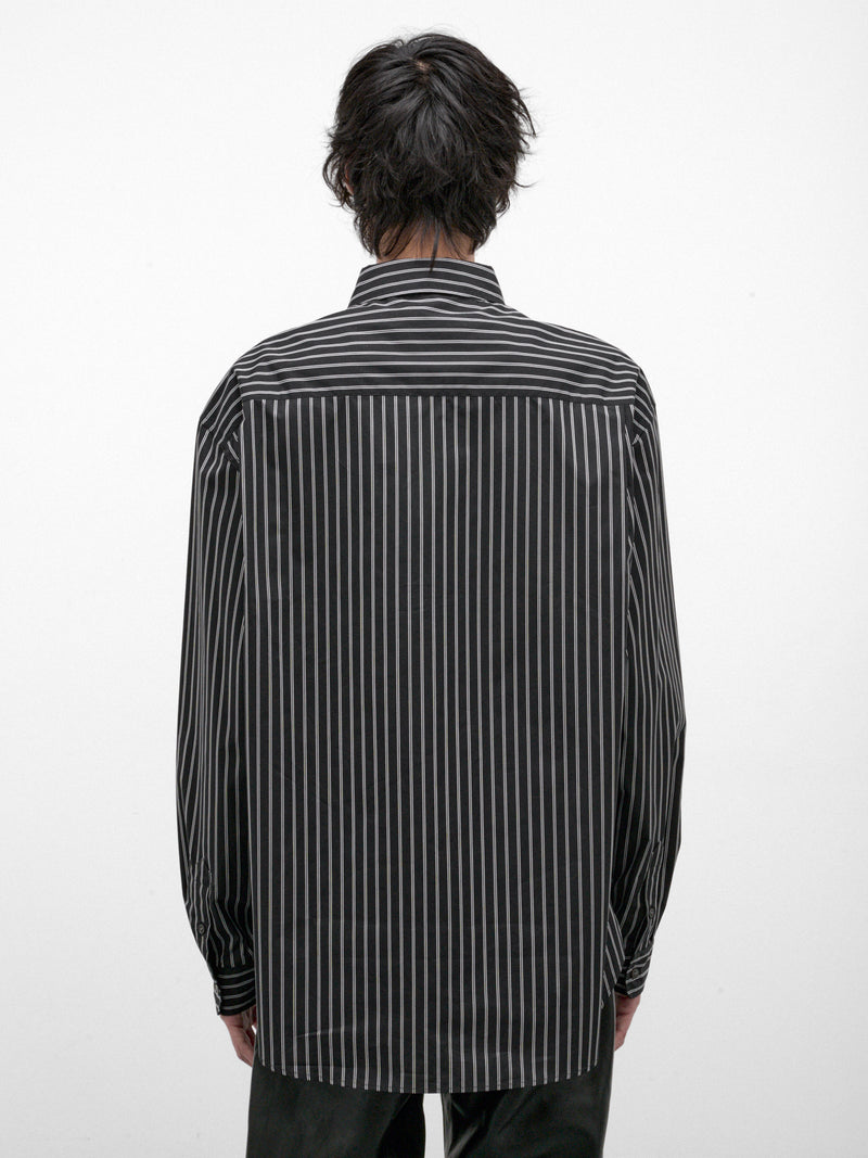 Black Pinstripe Long Sleeve Shirt (CUMU0394S0-UTC659-BLACK)