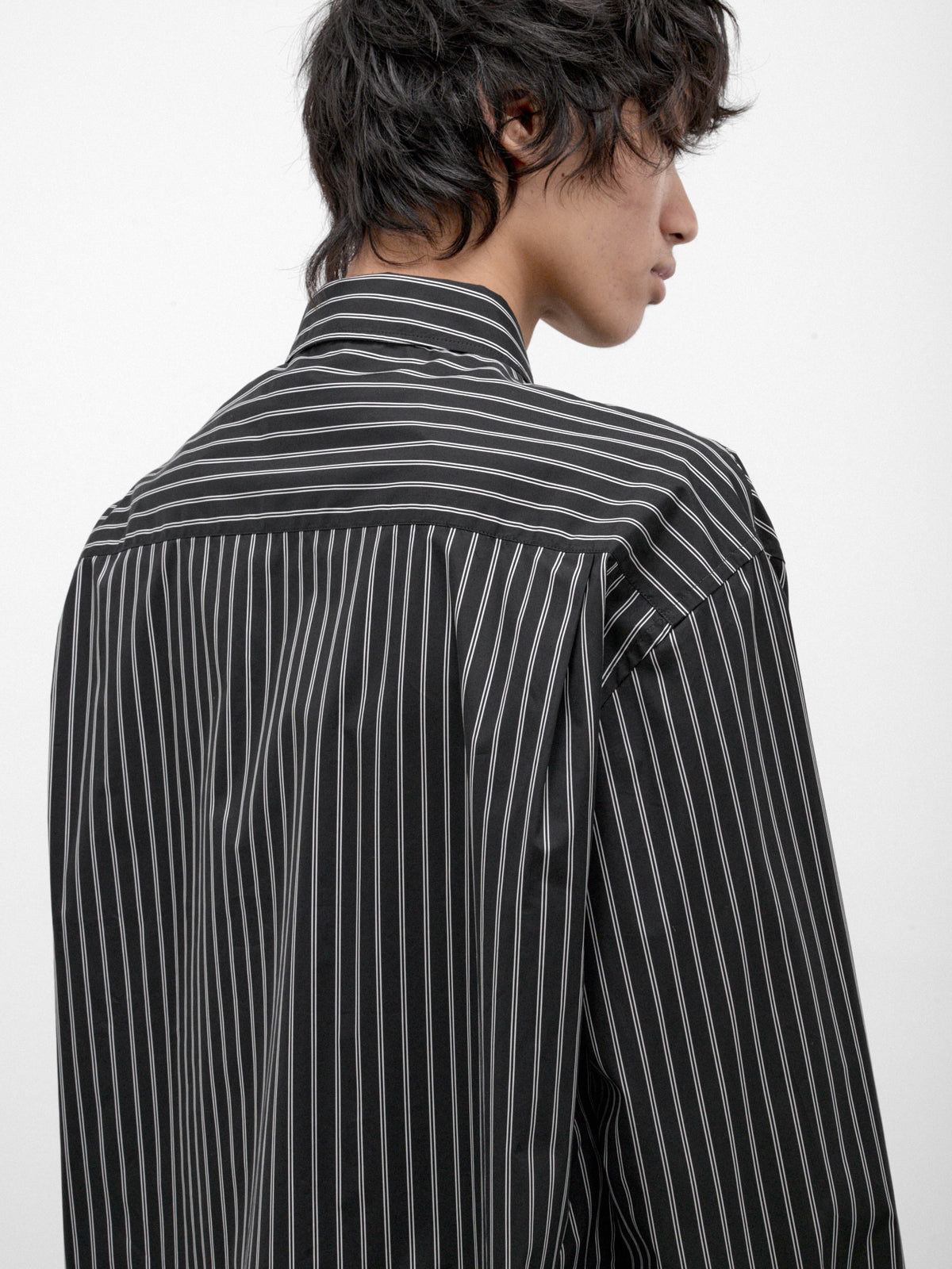 Black Pinstripe Long Sleeve Shirt (CUMU0394S0-UTC659-BLACK)