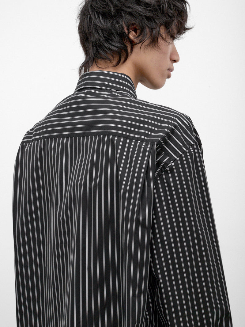 Black Pinstripe Long Sleeve Shirt (CUMU0394S0-UTC659-BLACK)