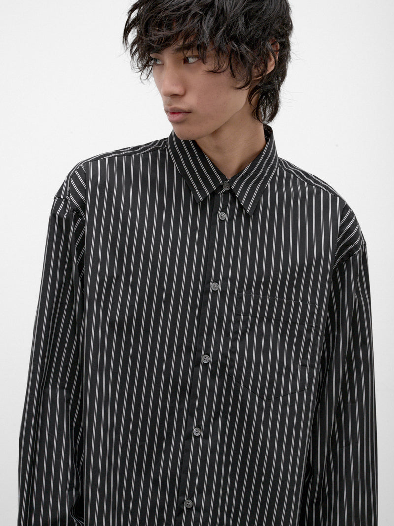 Black Pinstripe Long Sleeve Shirt (CUMU0394S0-UTC659-BLACK)