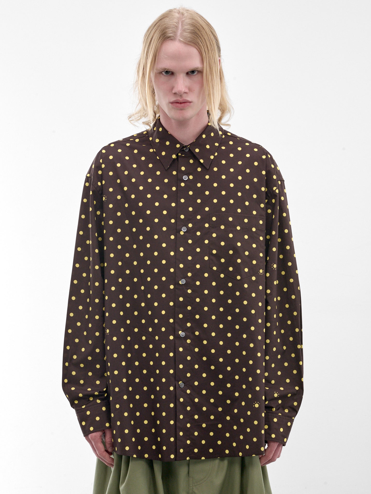 Brown Polka Dot Shirt (CUMU0396A0-UTC677-BROWN-DOTS)