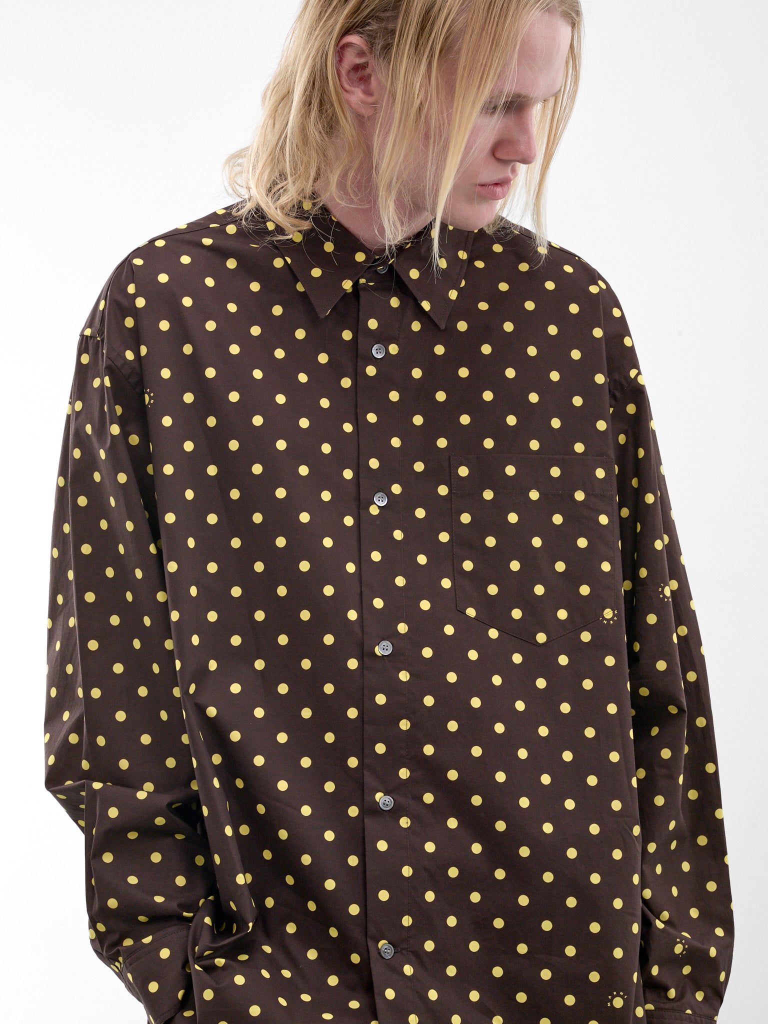 Brown Polka Dot Shirt (CUMU0396A0-UTC677-BROWN-DOTS)