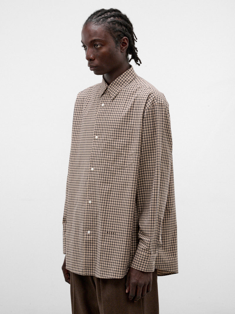 Brown Cotton Micro-Check Shirt (CUMU0396S0-UTC691-BROWN-CHECKE)