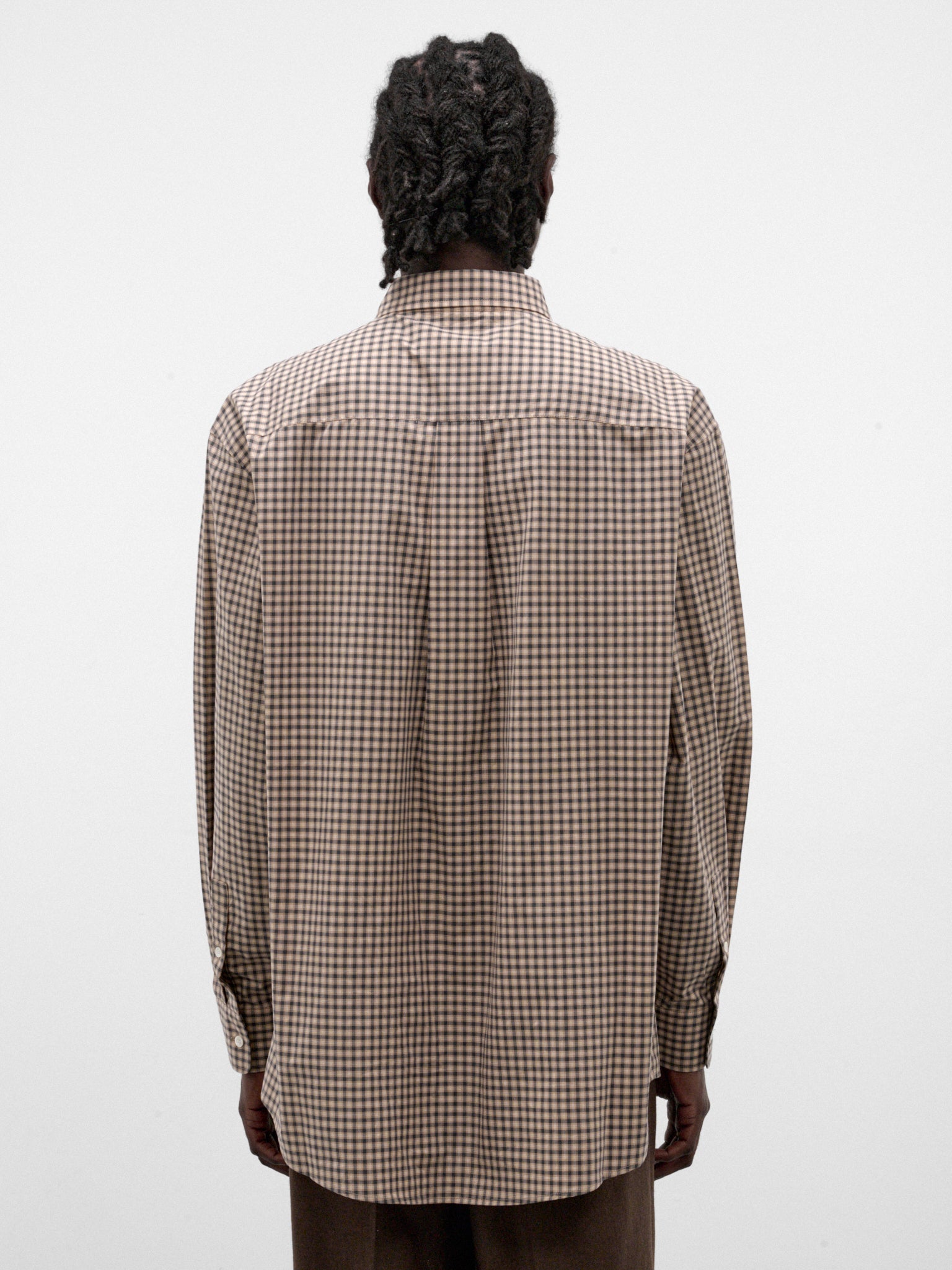 Brown Cotton Micro-Check Shirt (CUMU0396S0-UTC691-BROWN-CHECKE)