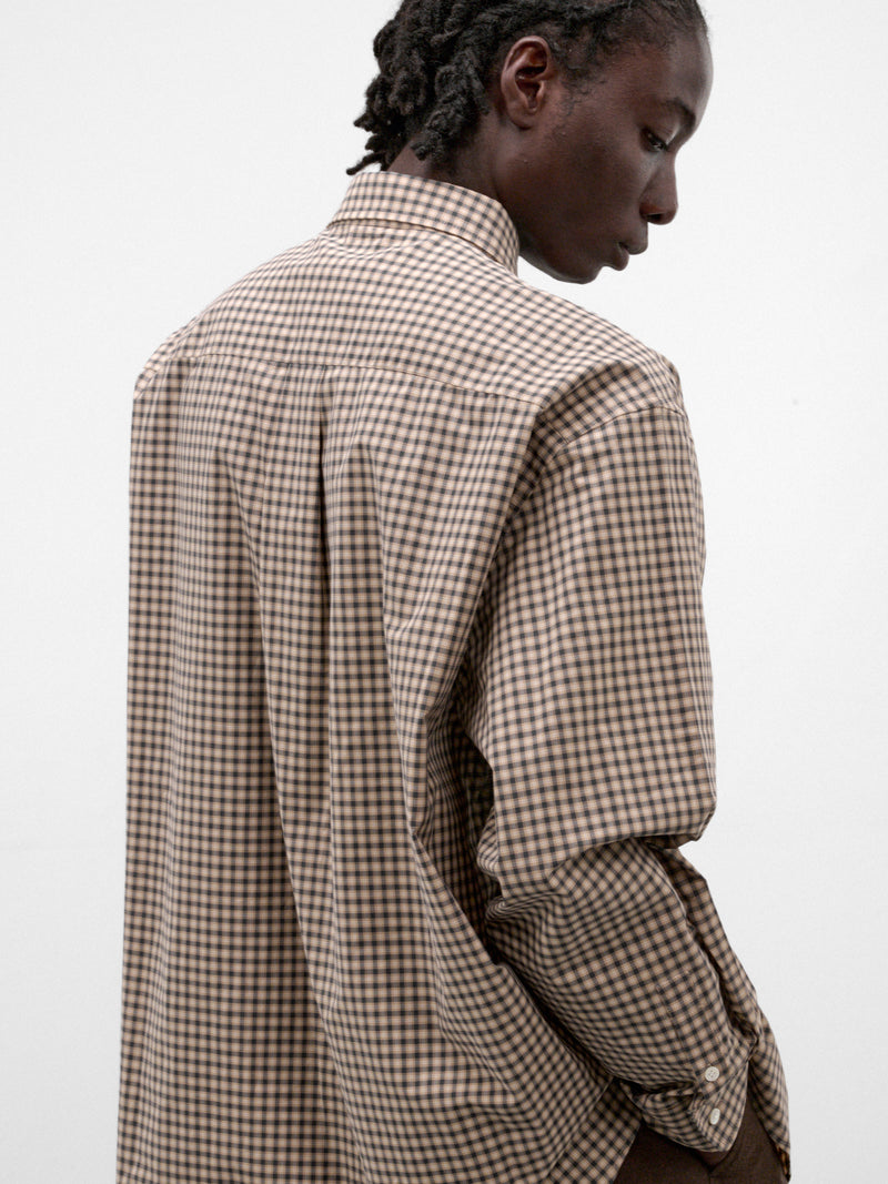 Brown Cotton Micro-Check Shirt (CUMU0396S0-UTC691-BROWN-CHECKE)