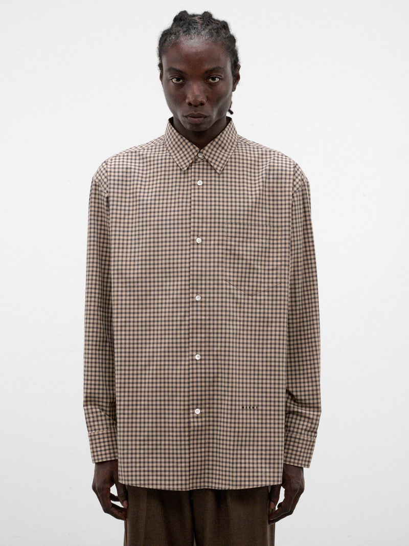 Brown Cotton Micro-Check Shirt (CUMU0396S0-UTC691-BROWN-CHECKE)