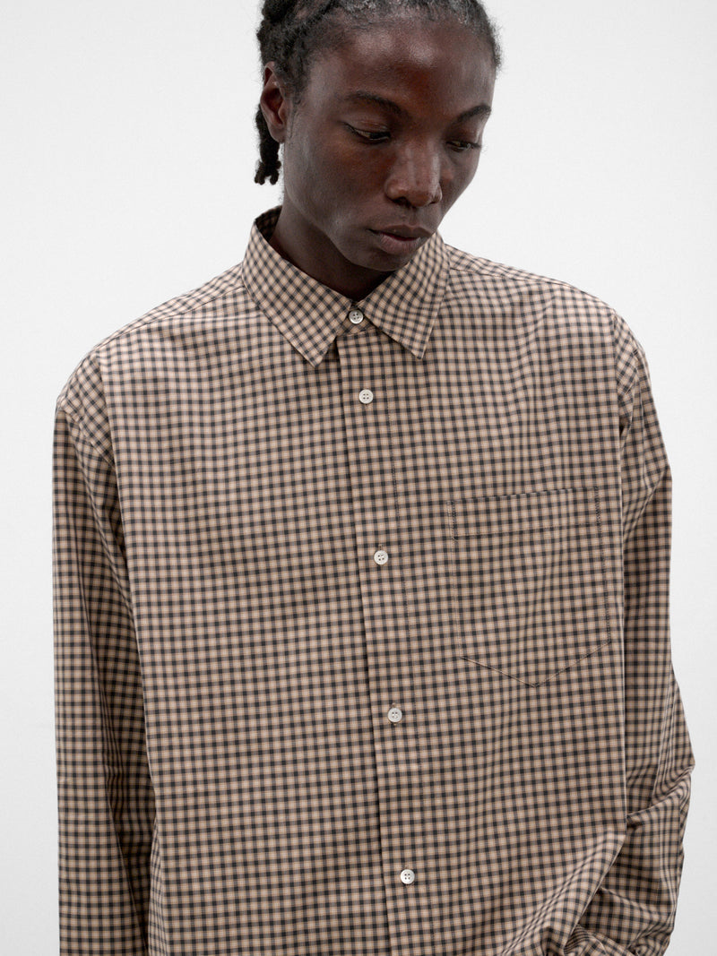 Brown Cotton Micro-Check Shirt (CUMU0396S0-UTC691-BROWN-CHECKE)