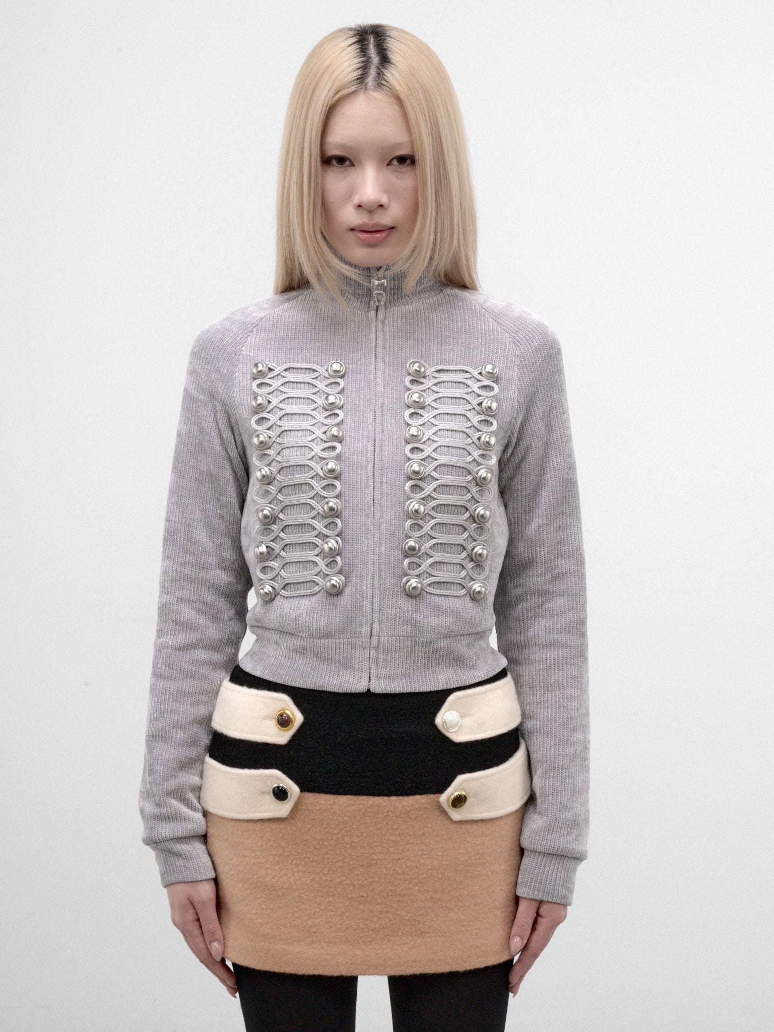 Grey Knit Zip Jacket (CYMA32542-GLACIER-GREY)