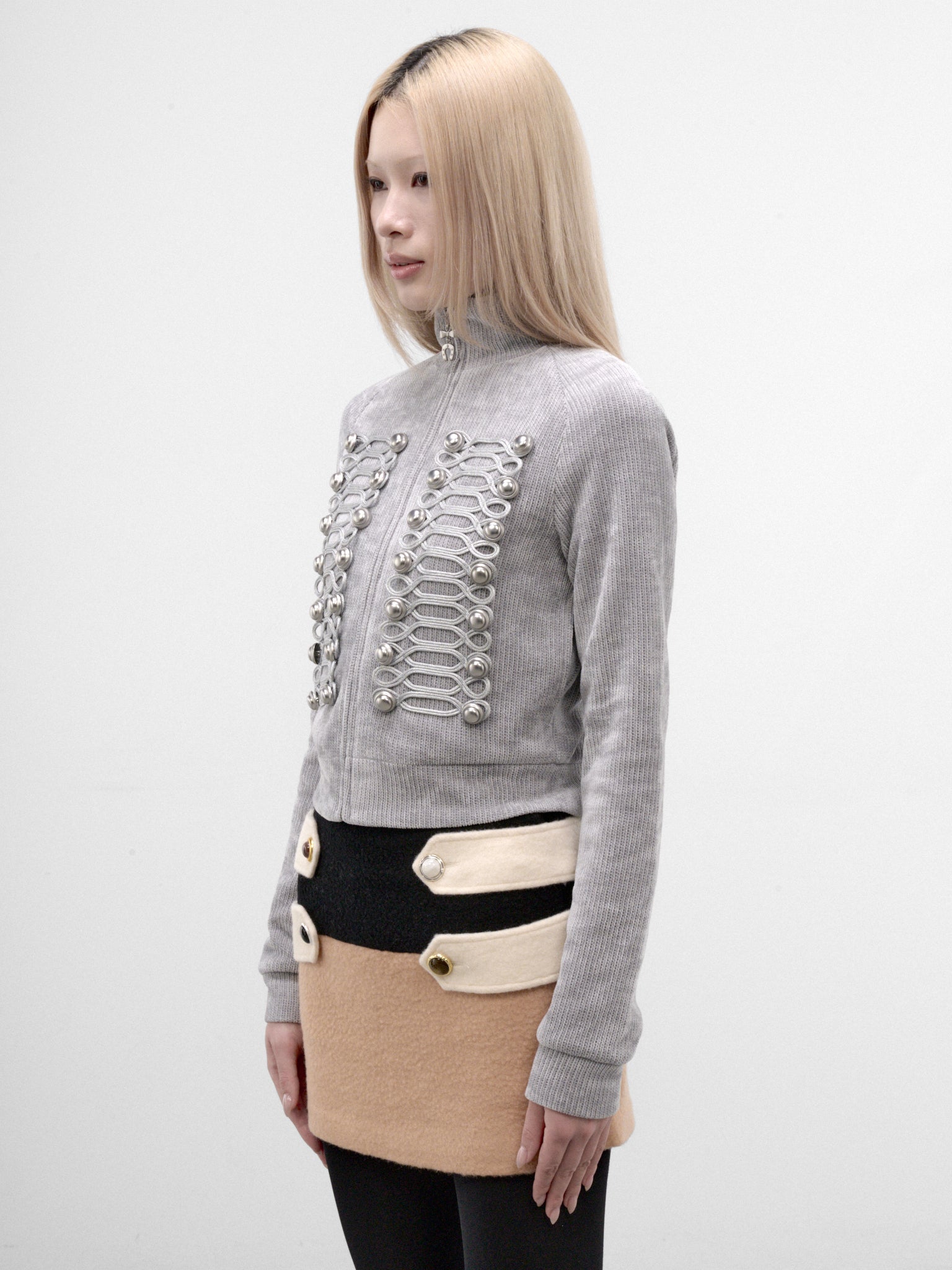 Grey Knit Zip Jacket (CYMA32542-GLACIER-GREY)