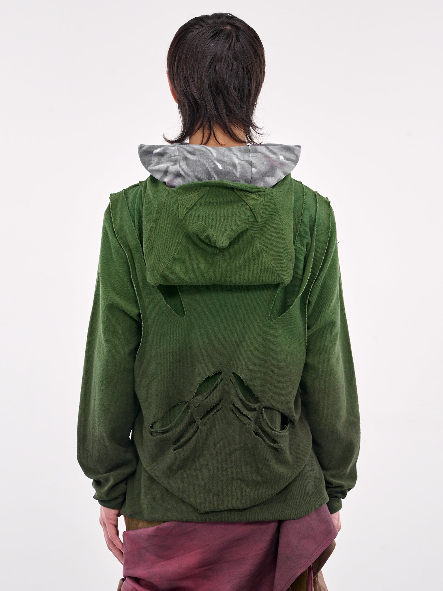 Layered Horn Hoodie (D-HOOD-GREEN-GREY)