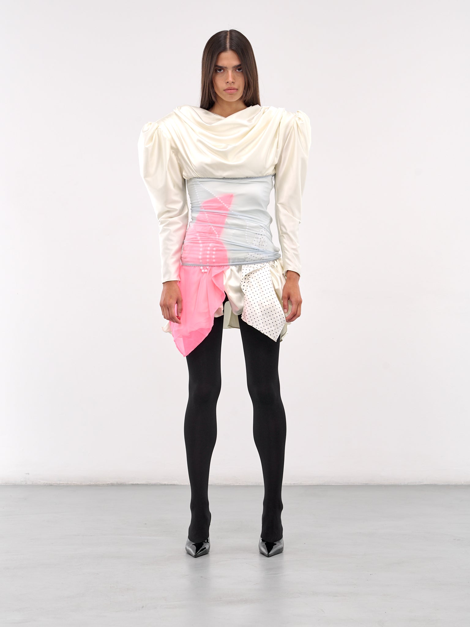 Jewelry Tights Dress (D010-WHITE-PINK-BLUE-BLACK)