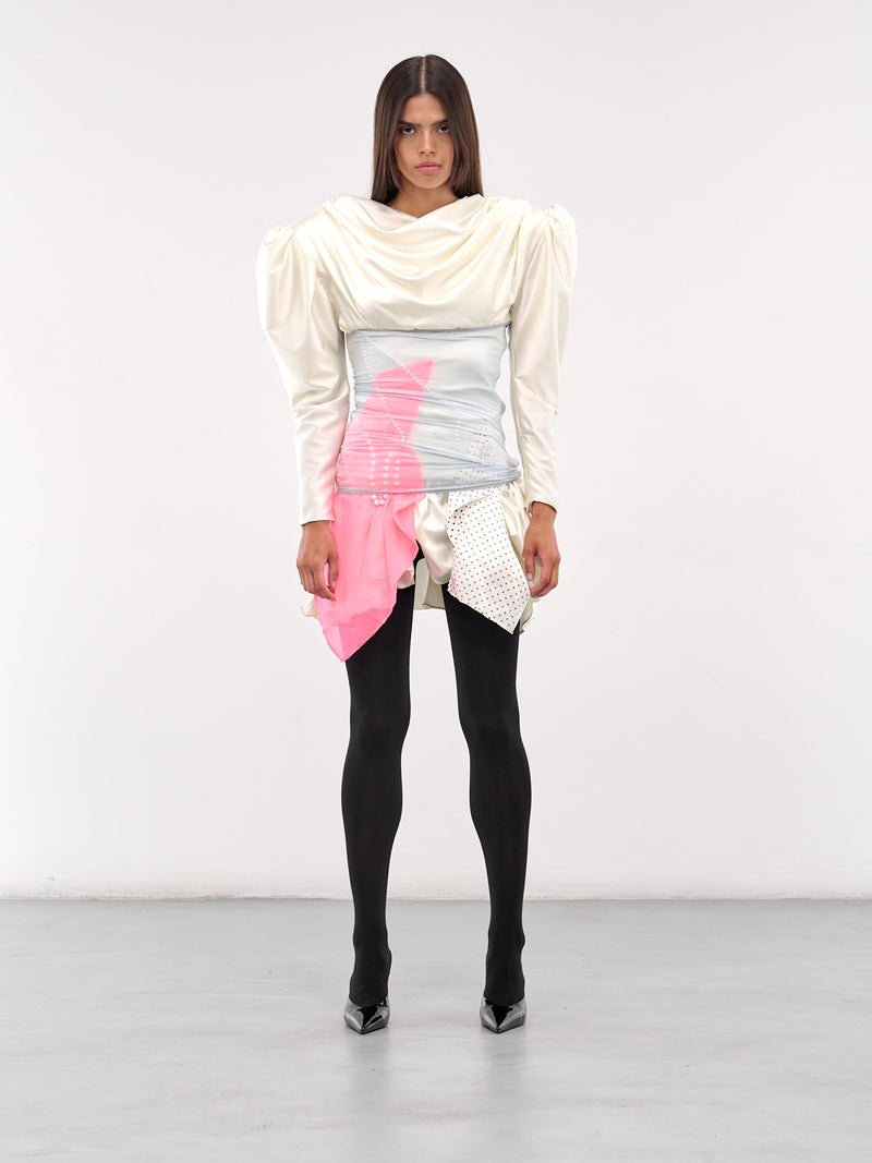 Jewelry Tights Dress (D010-WHITE-PINK-BLUE-BLACK)