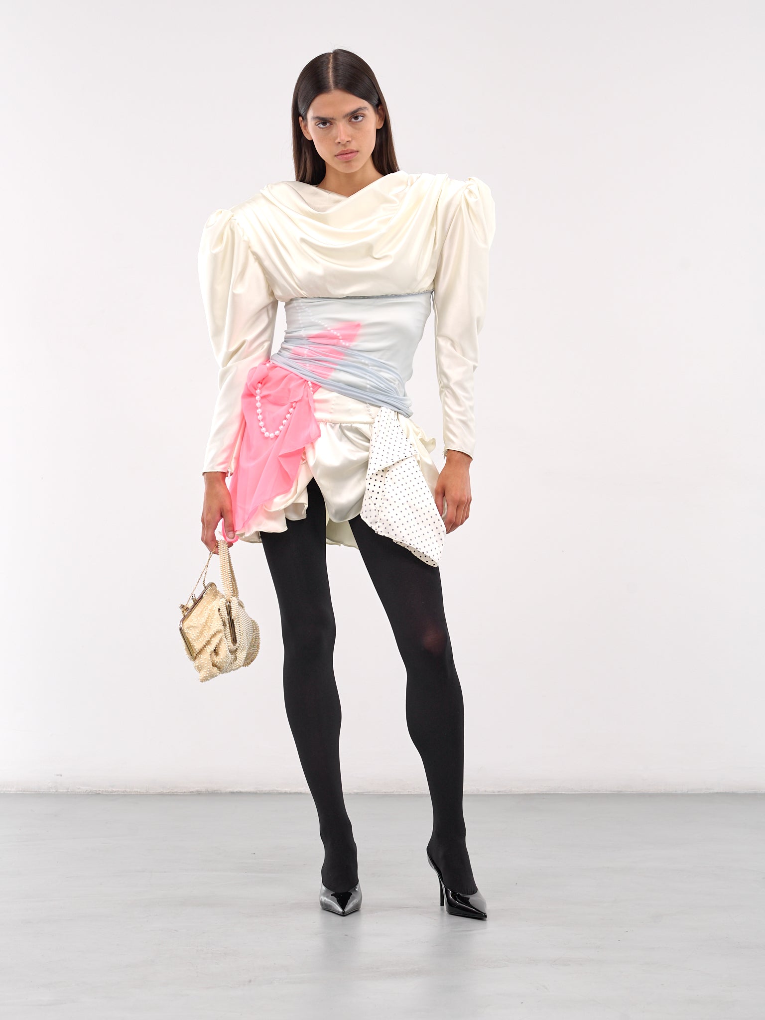 Jewelry Tights Dress (D010-WHITE-PINK-BLUE-BLACK)