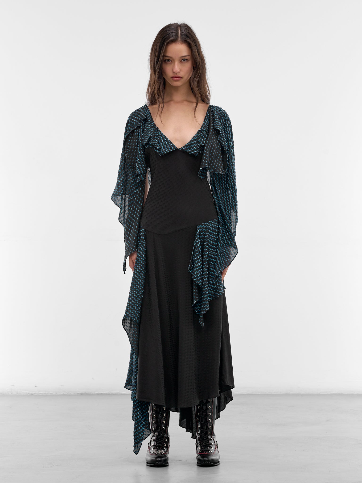 Black Deconstructed Draping Plexus Dress (D04-62-NIGHT-BLACK)